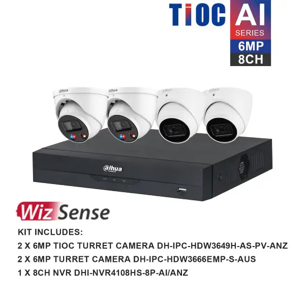 Dahua TIOC 6MP Outdoor Security Camera System, 8 Channel 4K Surveillance Kit with Night Vision & Motion Detection - Ideal for Home, Business & Warehouse Security Monitoring