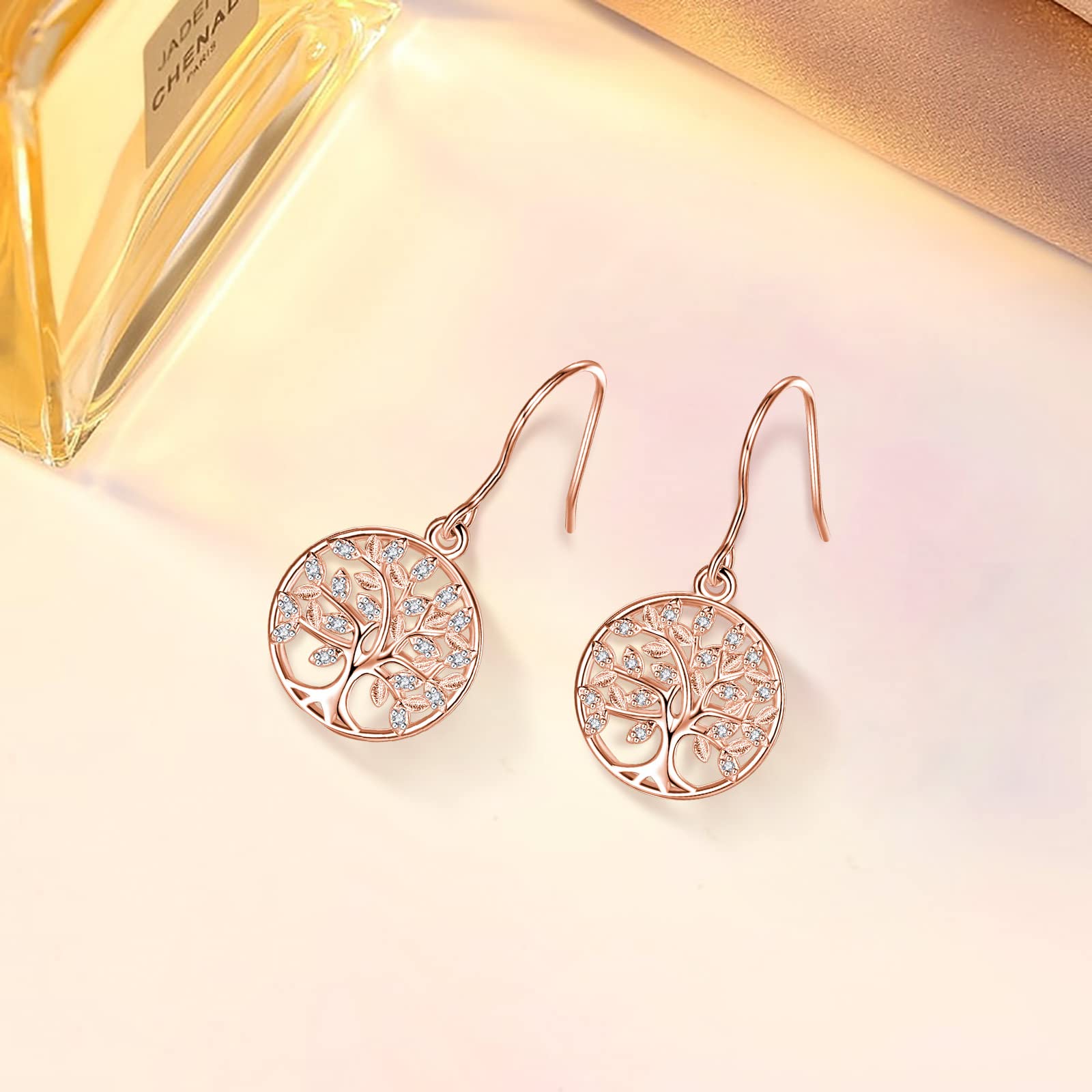 Celestia Tree of Life Earrings for Women - Sterling Silver Dangle Drop Earrings - Elegant Jewelry Gift for Mom, Wife, Daughter & Sisters - Perfect for Weddings, Anniversaries & Special Occasions