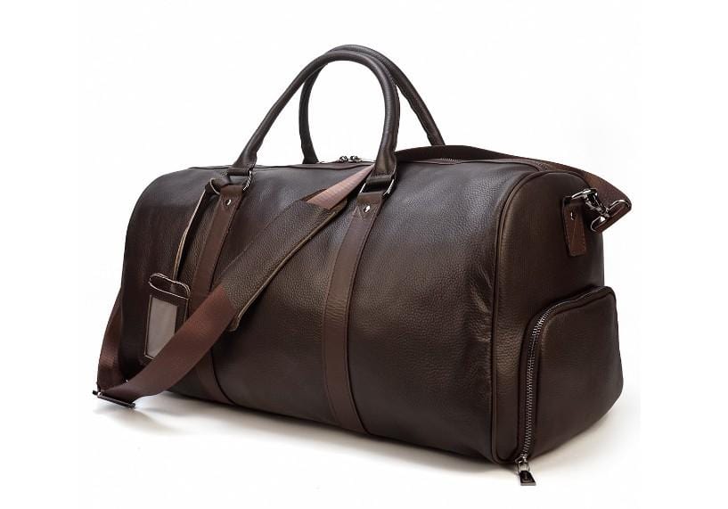 Premium Brown Leather Weekender Bag for Men & Women - Durable Travel Duffel for Weekend Getaways & Business Trips