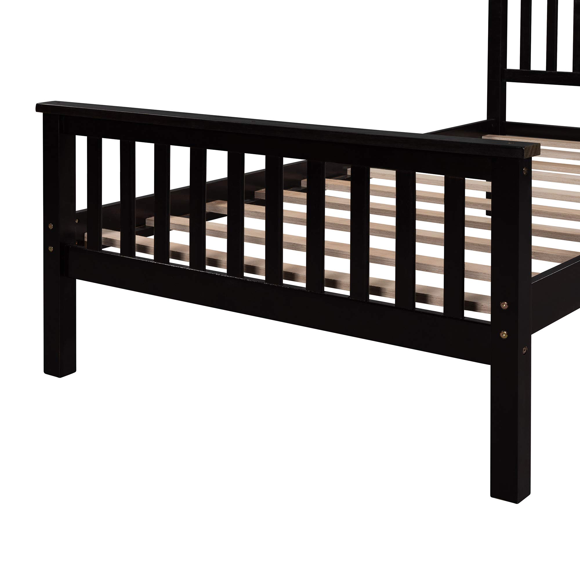 Merax Twin Size Platform Bed Frame with Headboard & Footboard - Wood Slat Support, No Box Spring Needed - Espresso Finish - Perfect for Small Bedrooms, Guest Rooms & Dorm Rooms