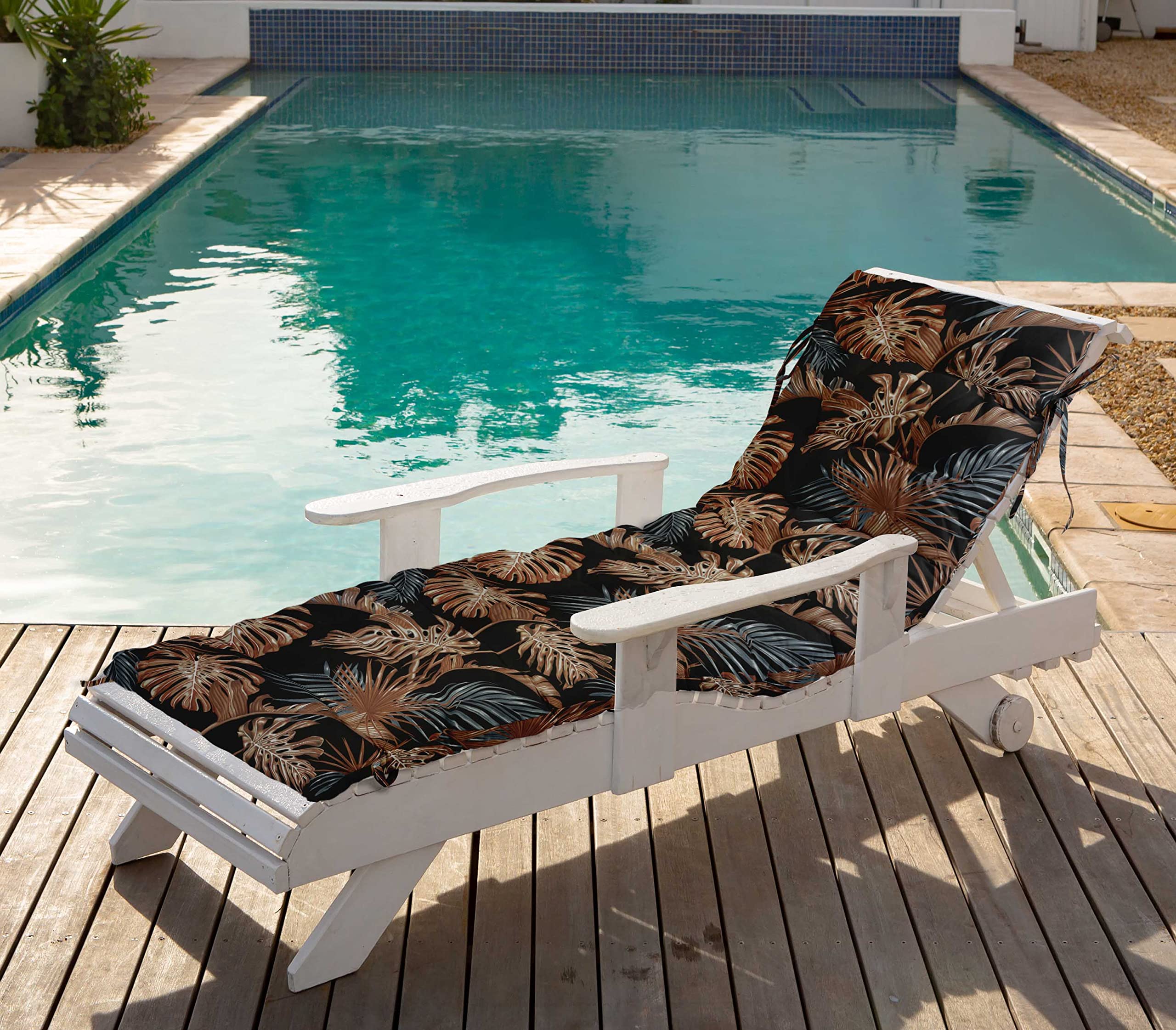 Quilted Thick Padded Seat Cushion for Rocking Chair, Sofa & Recliner - 74 x 23 Inches with Ties - Outdoor Garden, Terrace & Bench Use - Black (Home Decor, Patio Furniture Accessory)