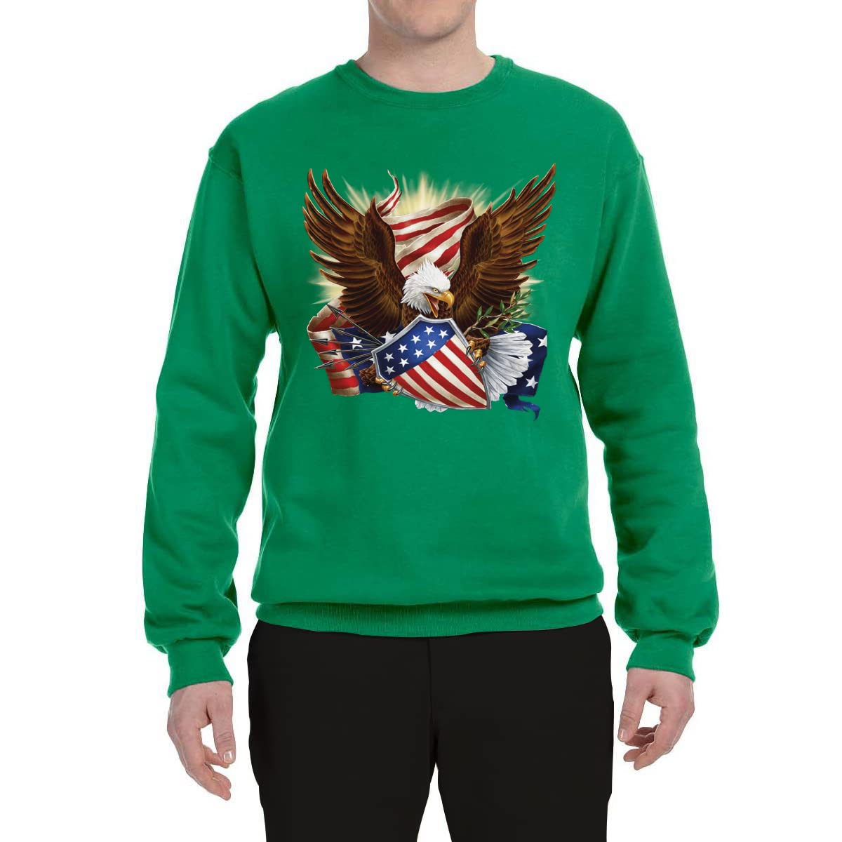 Wild Bobby Eagle American Flag Graphic Sweatshirt - Patriotic USA Pride Unisex Crewneck Pullover | Perfect for 4th of July, Veterans Day & Patriotic Events