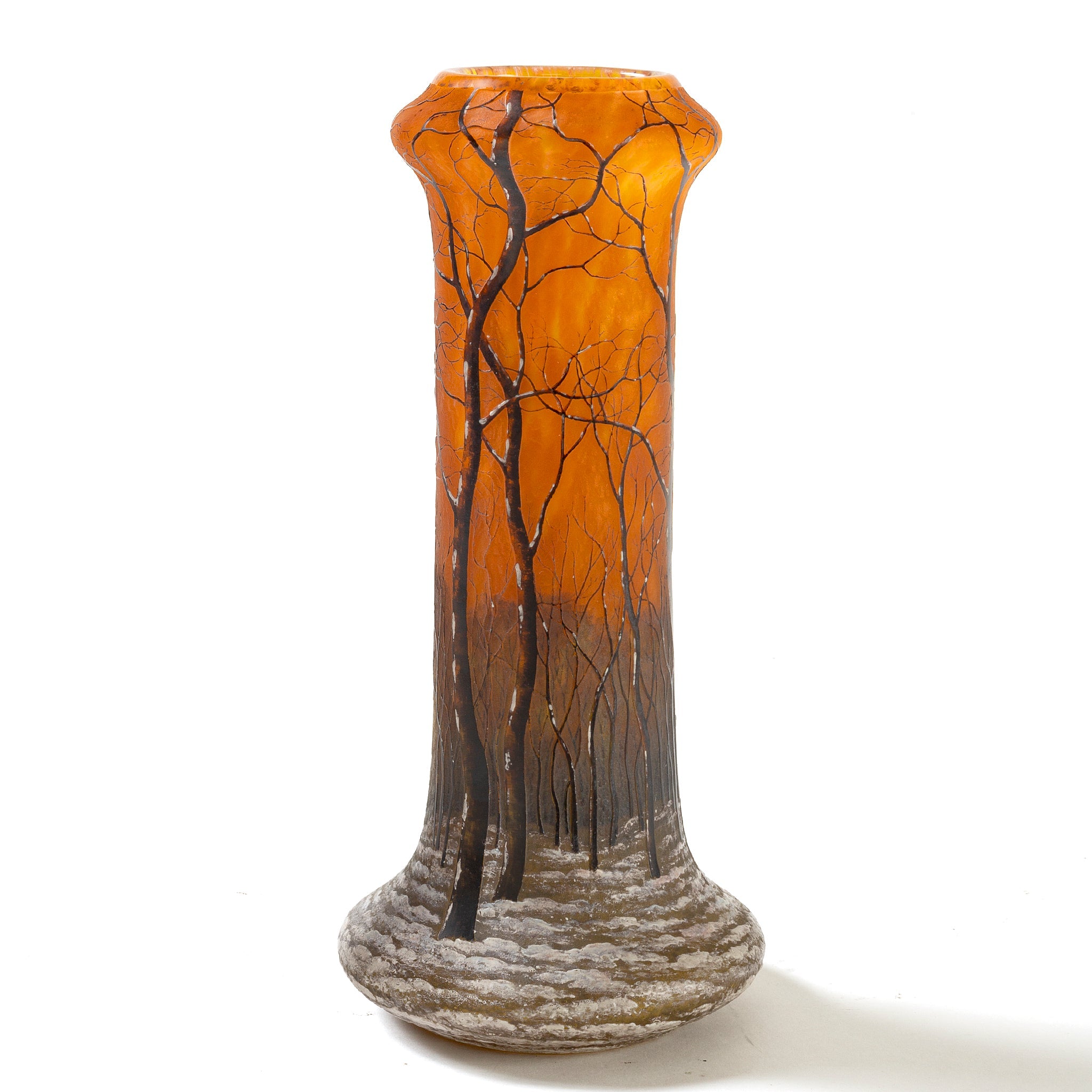 Daum Nancy Winter Scene Vase - Handcrafted French Art Glass Vase with Snowy Landscape Design - Perfect for Holiday Decor & Luxury Home Décor