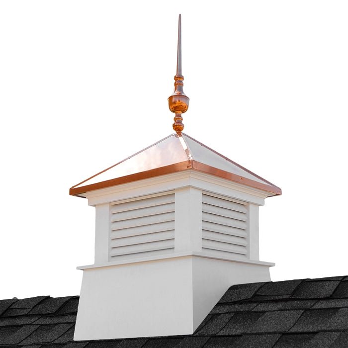 26 Square Manchester Vinyl Cupola with Victoria Finial - Weatherproof Roof Decoration for Home, Garden & Gazebo | Enhances Curb Appeal & Architectural Style