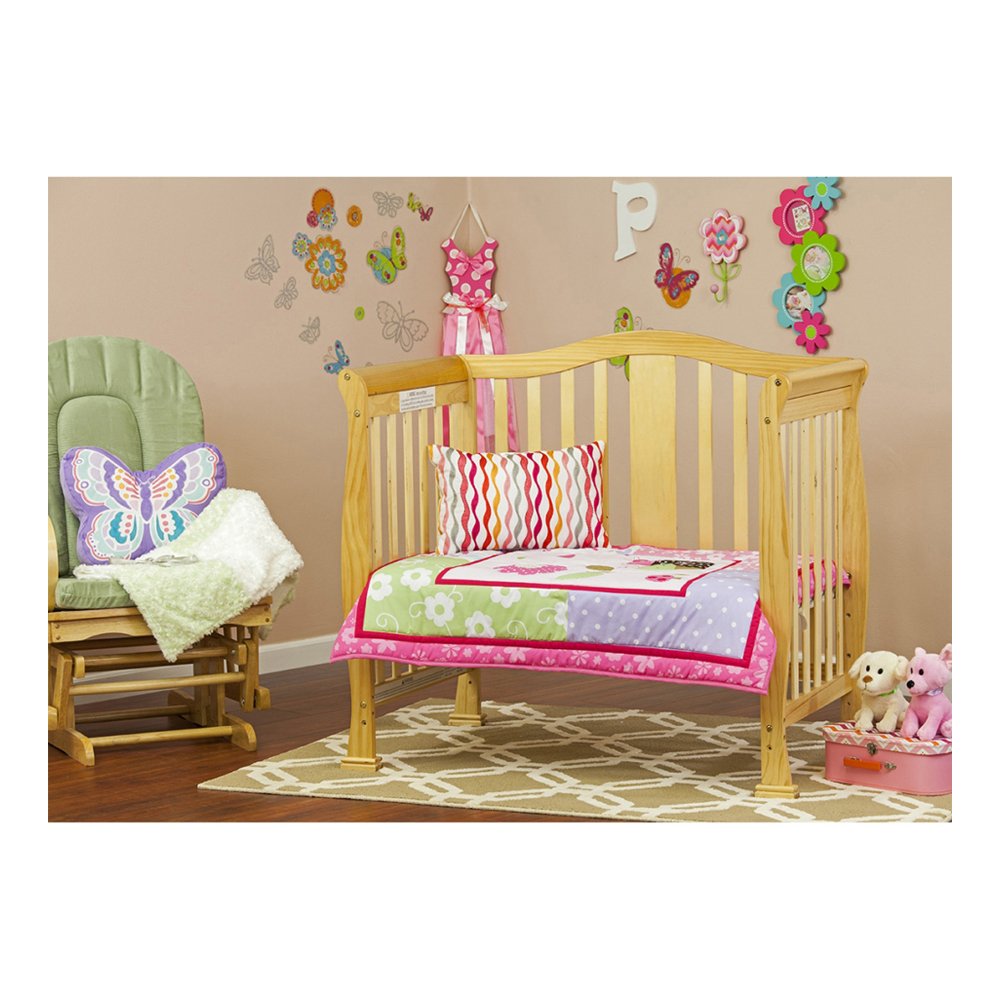 **Dream On Me Addison 4-in-1 Convertible Mini Crib – Natural New Zealand Pinewood, Greenguard Gold Certified, Non-Toxic Finishes, Includes 1” Mattress Pad – Perfect for Nursery, Small Spaces & Travel**