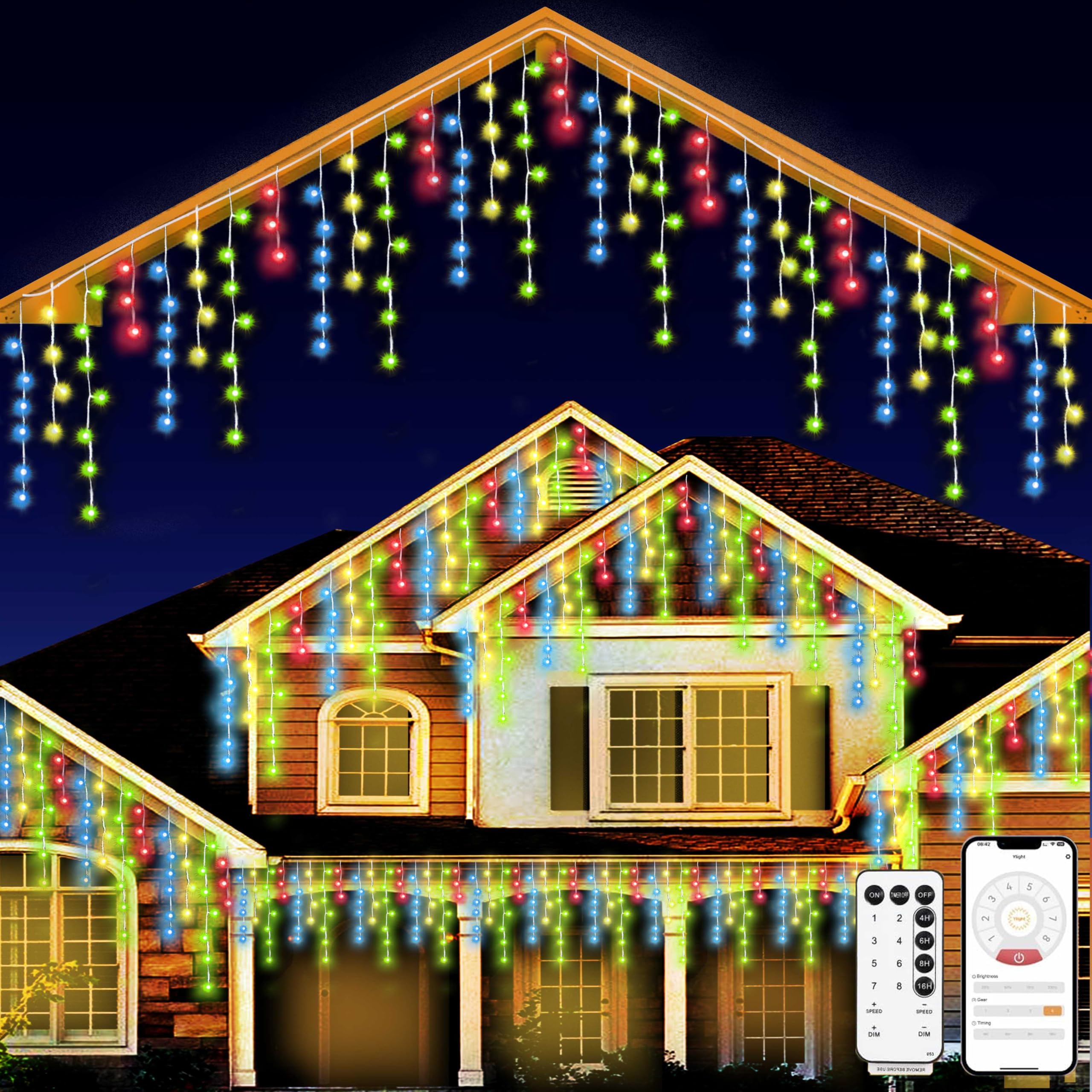 1680 LED Christmas String Lights Outdoor - 131Ft/40M Waterproof Fairy Lights with Remote & App Control, 8 Lighting Modes for Patio, Yard, Garden, Wedding, Party (Multicolor) - Perfect for Holiday Decorations, Backyard Lighting and Festive Celebrations