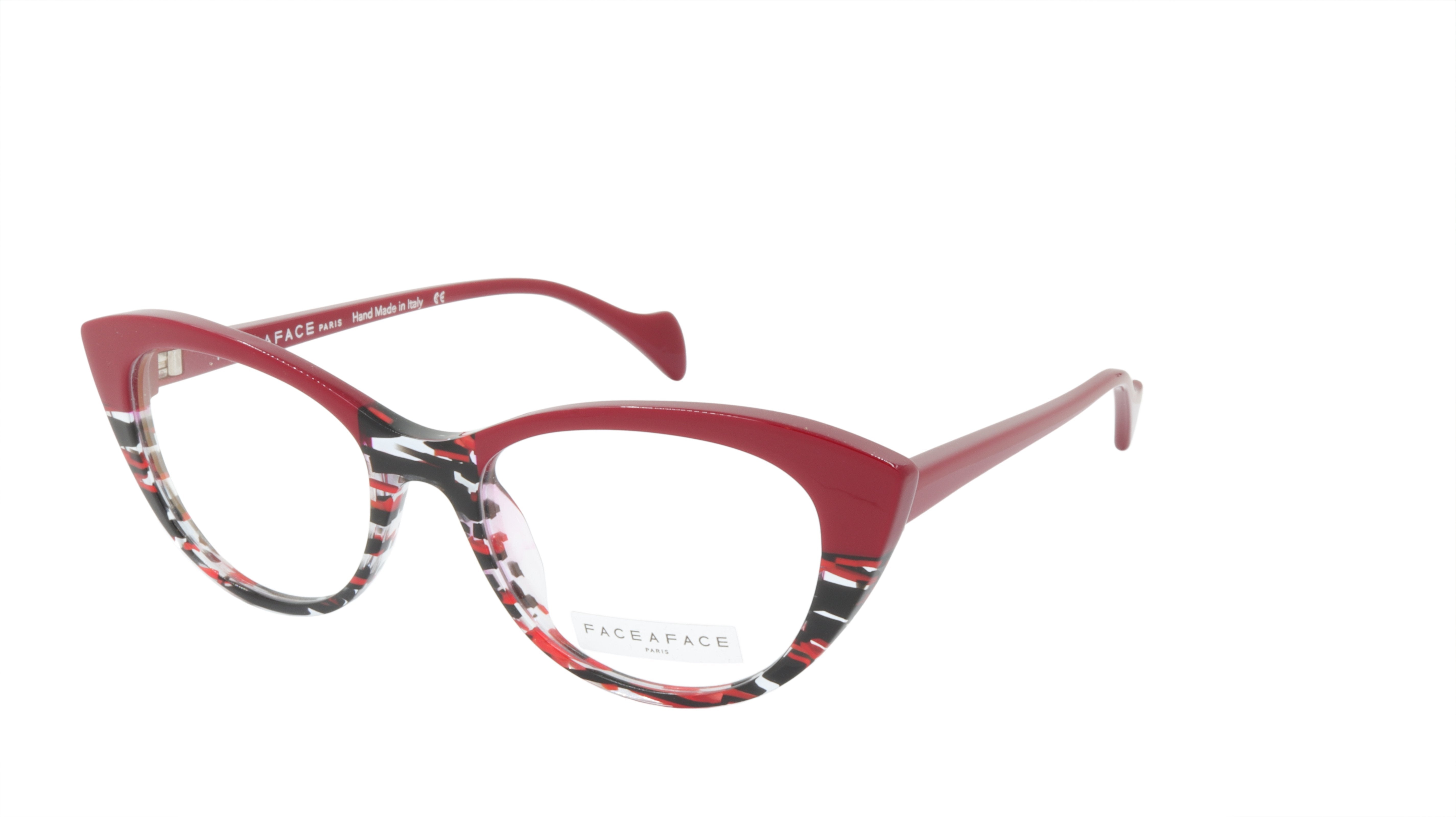 Face A Face SELMA 1 Eyeglasses Frame - Acetate Red Lines & Light Tortoise (Color 3024) | Stylish Unisex Optical Glasses for Work, Reading & Everyday Wear