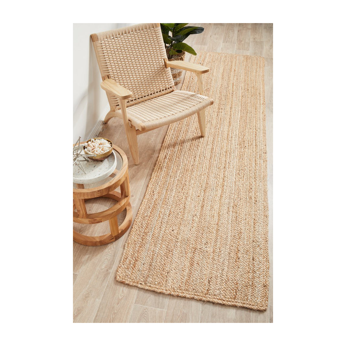 Bondi Rectangle Runner Rug - Natural Jute Fiber - Perfect for Hallway, Kitchen, or Entryway Decor