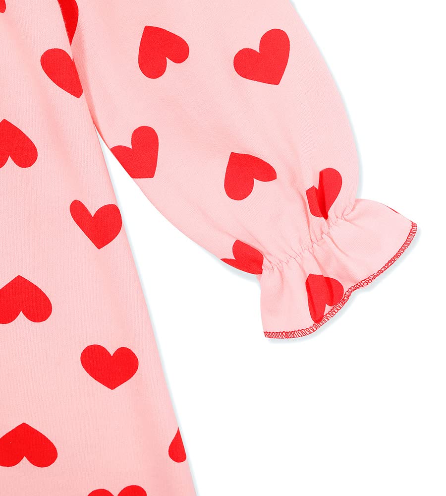 Ozkiz Heart Print Toddler Girls Pink Ruffle Dress Size 4T - Perfect for Birthday Parties, Photo Shoots & Special Occasions