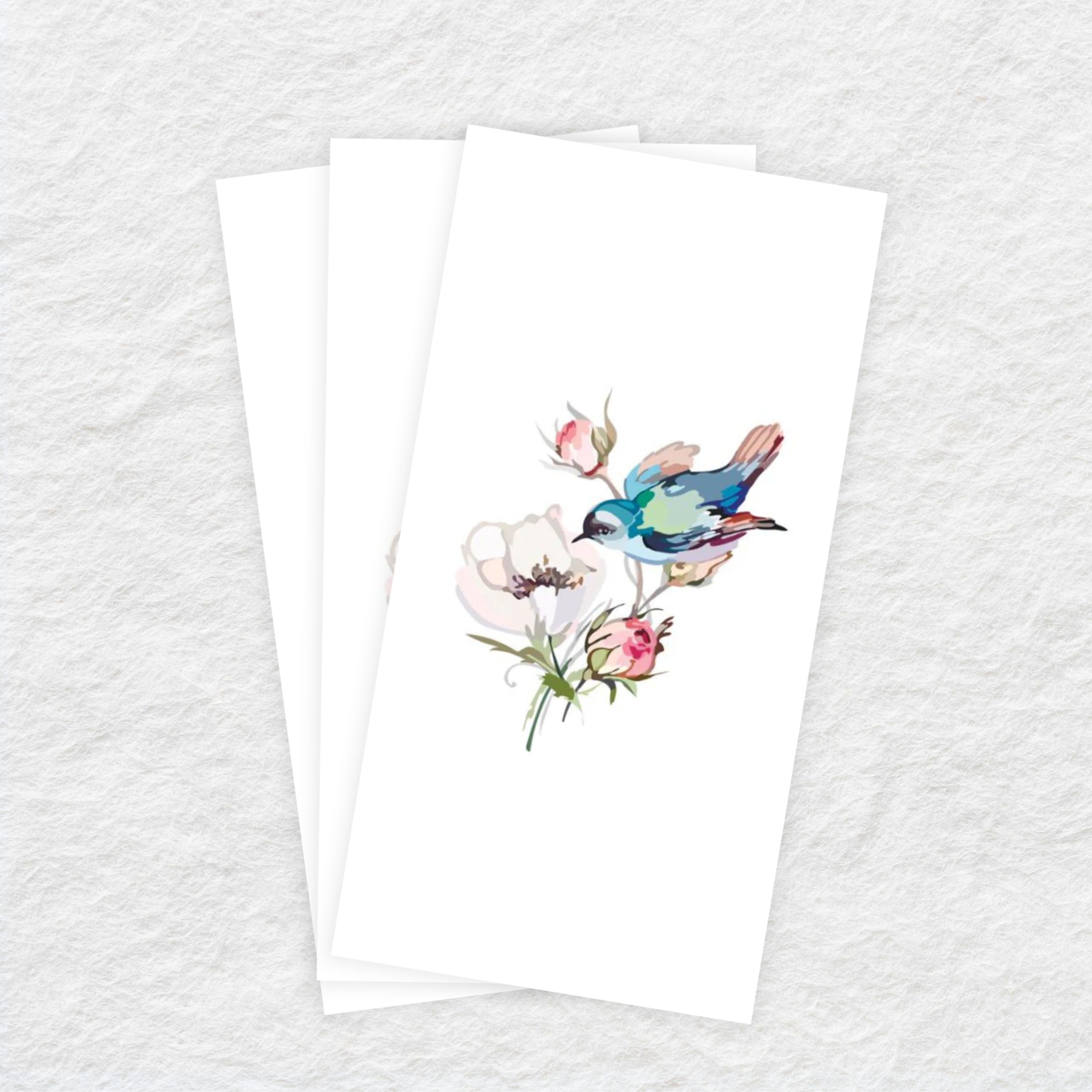 Premium Disposable Linen-Like Paper Guest Towels - 16 Pack Floral Bird Design | Soft & Absorbent for Bathroom, Kitchen, Parties & Events