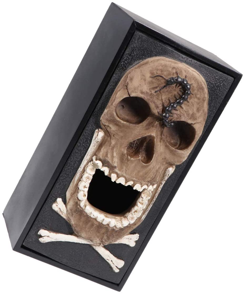 Vintage Skull Face Easter Island Tissue Box Cover - Decorative Office & Home Tissue Holder (As Shown) | Perfect for Halloween Decor, Gothic Home Decor & Office Desk Accessories