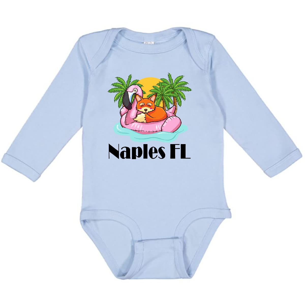 Inktastic Naples Florida Beach Vacation Long Sleeve Creeper - Soft Cotton Baby Bodysuit for Boys & Girls - Perfect for Beach Trips, Family Photos & Casual Outings