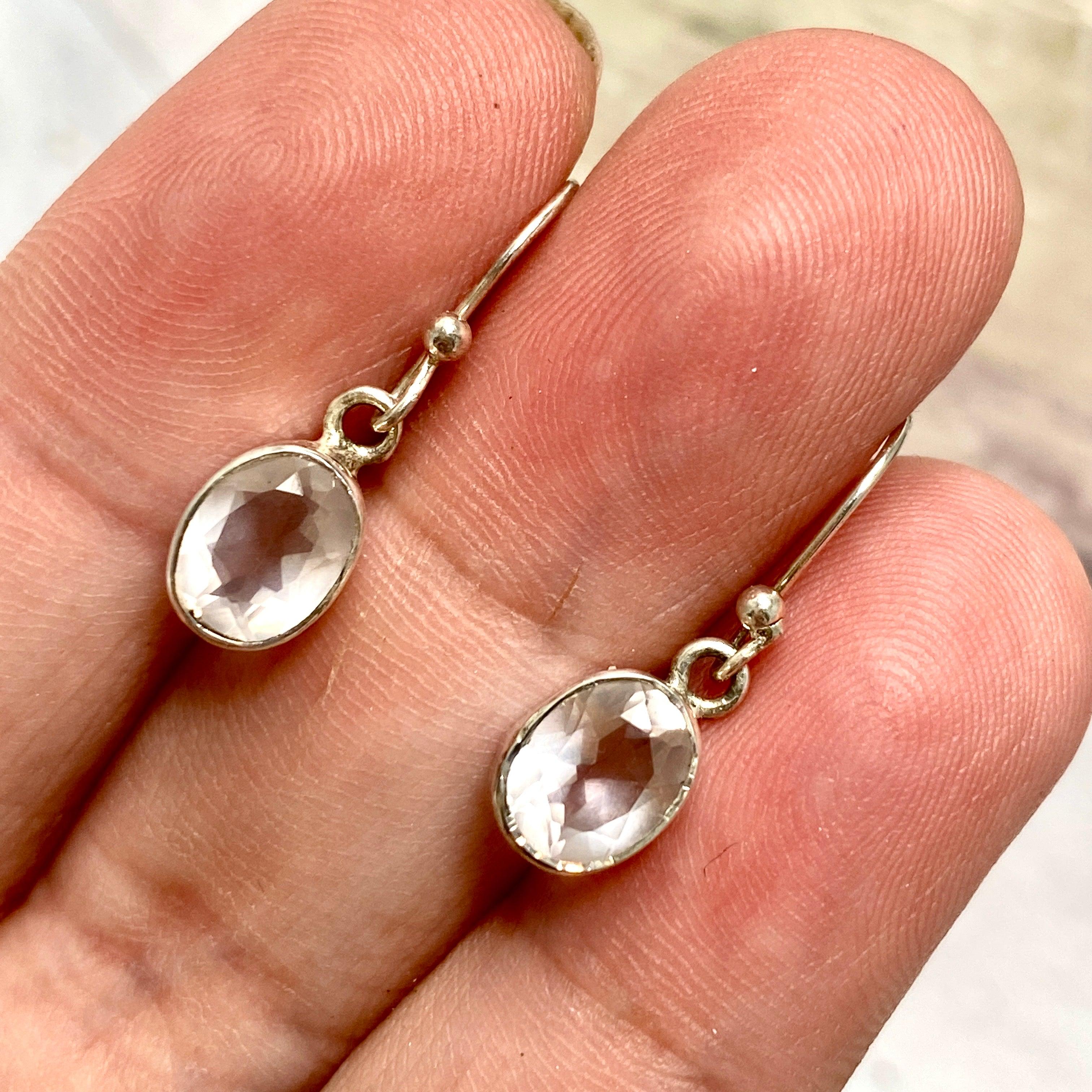 Rose Quartz Petite Oval Faceted Earrings R2363 RQO - Elegant Dainty Jewelry for Women, Perfect for Weddings, Parties & Everyday Wear