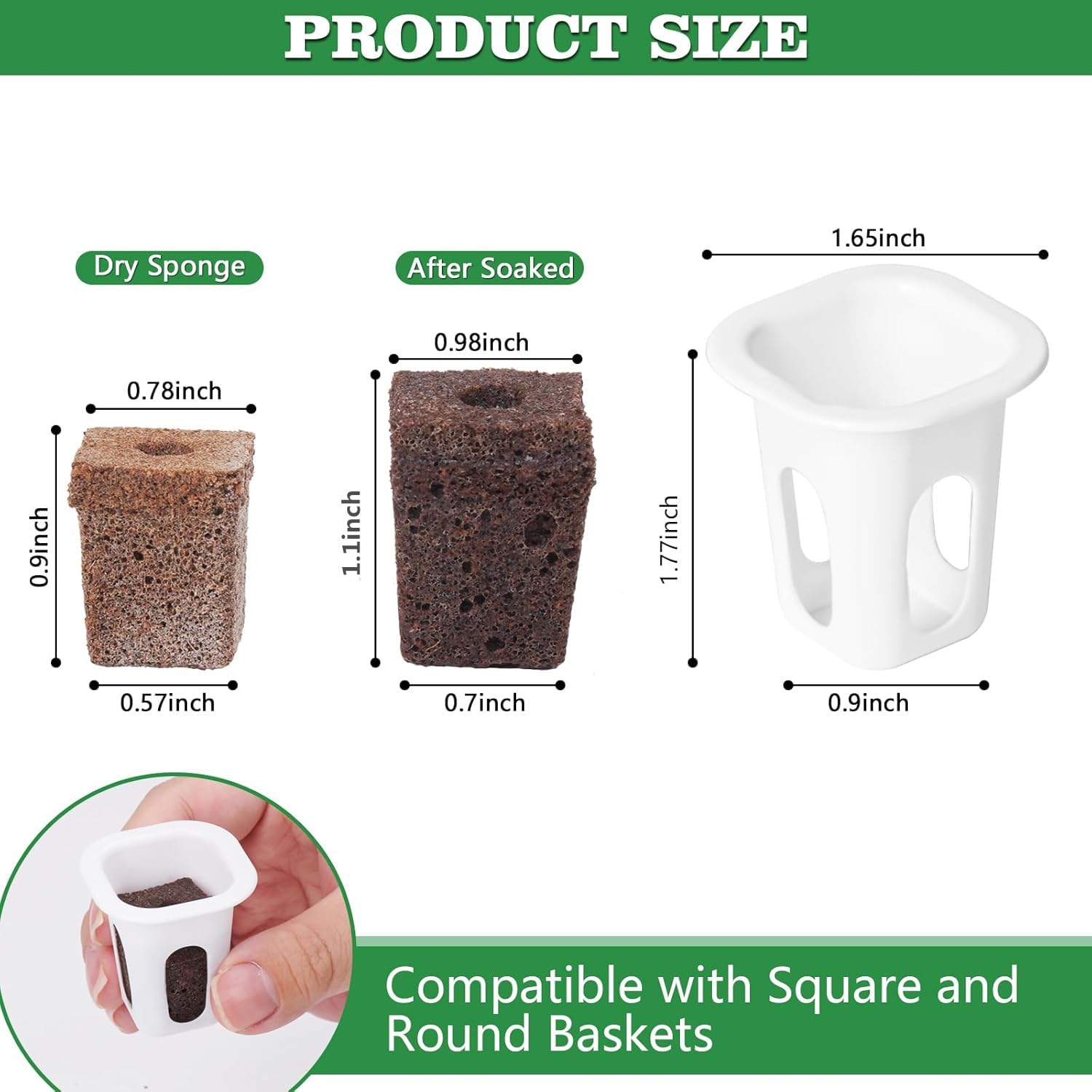 100 Pack Hydroponic Grow Sponges - Seed Starter Sponges for Indoor Gardening, Replacement Root Growth Sponges & Seed Pods Kit | Perfect for Hydroponic Systems, Aeroponics, and Home Herb Gardens