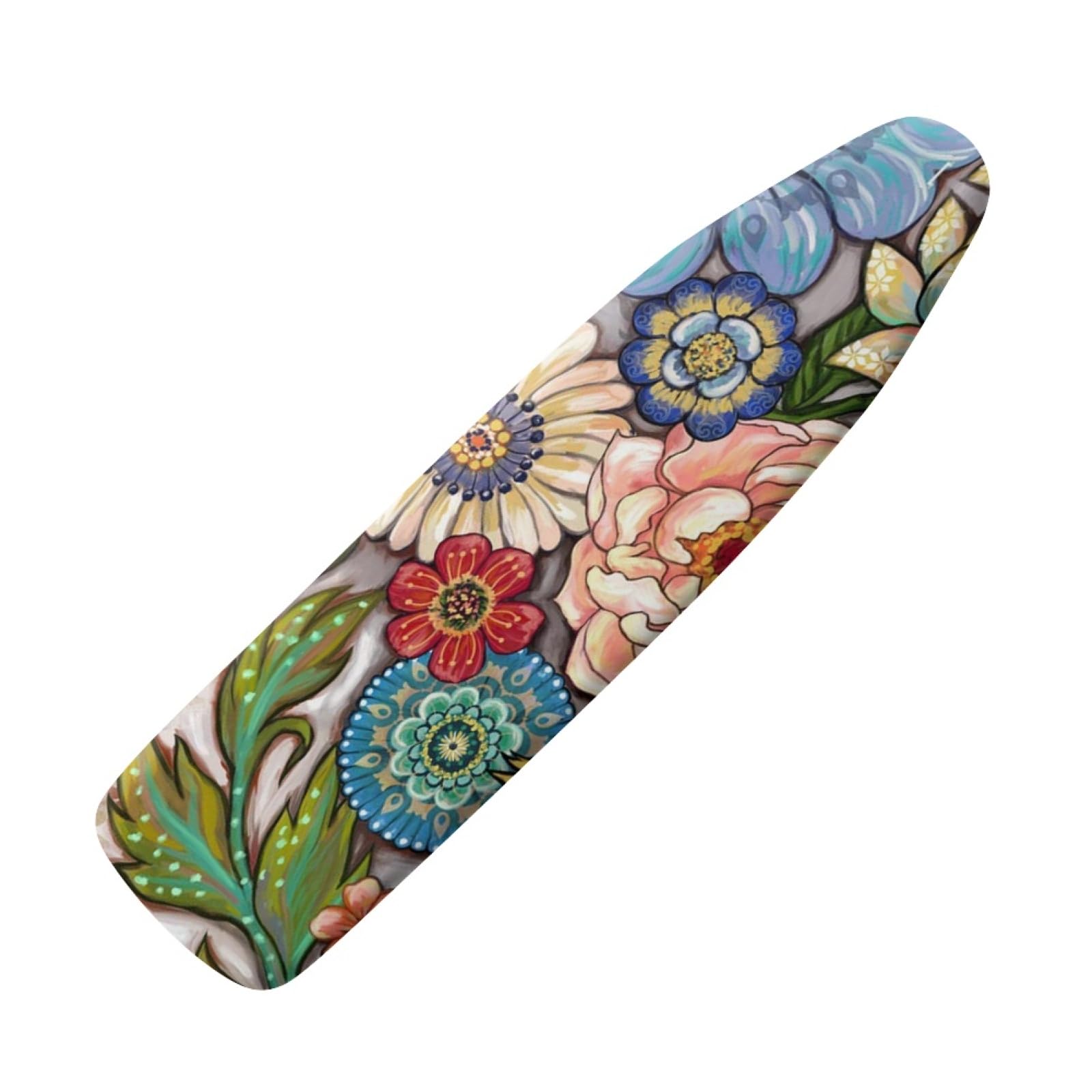 ZDCUSTOM Boho Floral Ironing Board Cover with Elastic Edge - Heat-Resistant, Thick Ironing Pad Protector for Table Top - Perfect for Home Laundry, Sewing & Crafting