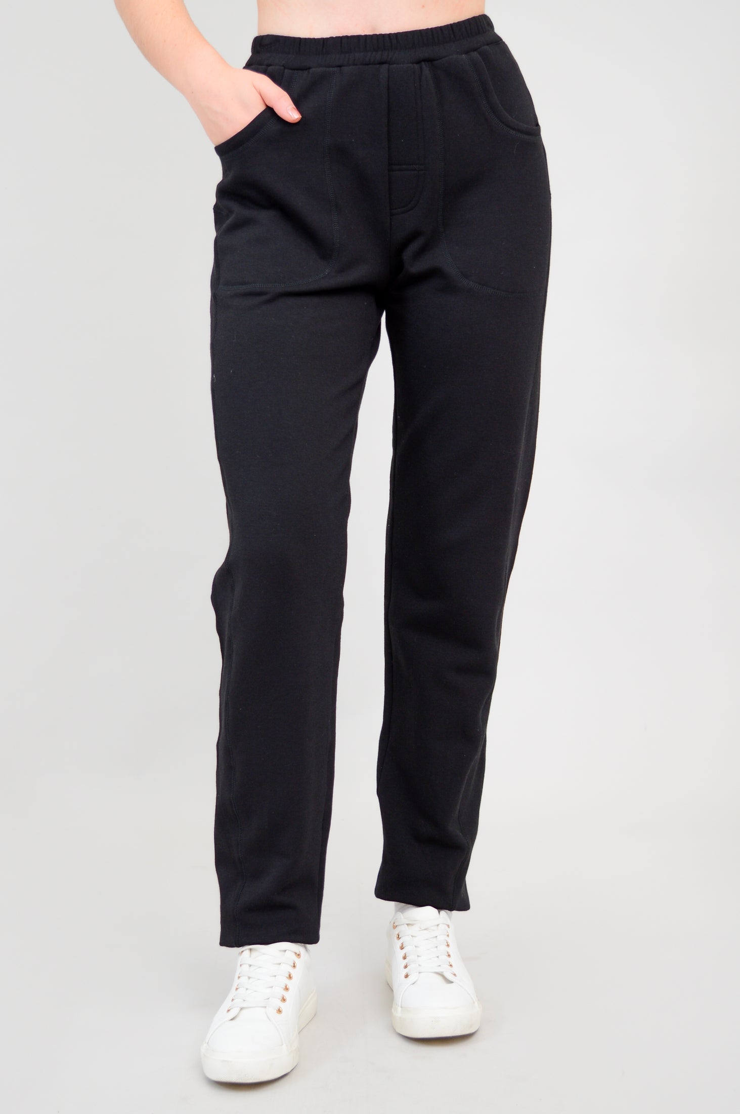 Christine Women's Bamboo Fleece Pants - Soft & Comfortable Black Lounge Pants for Relaxing at Home, Yoga & Sleepwear