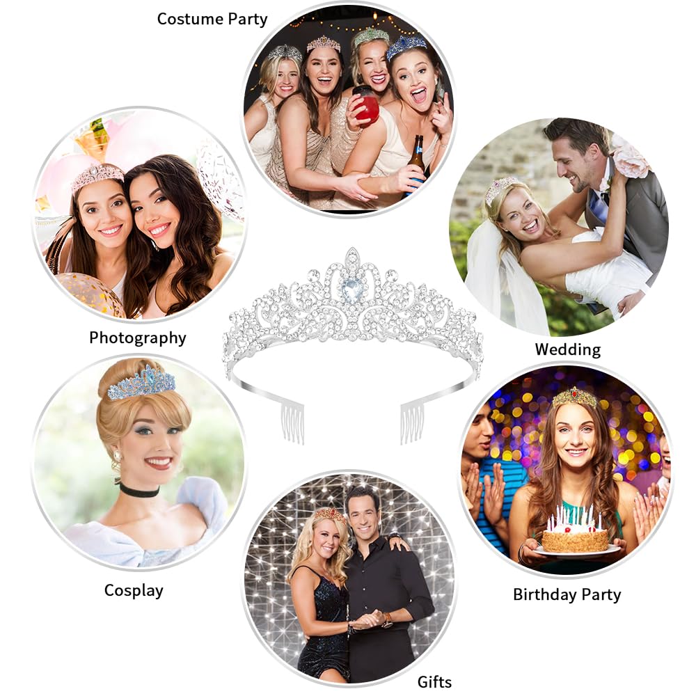 Sparkling Silver Princess Crown for Women & Girls | Elegant Rhinestone Tiara Headband for Birthday, Wedding, Prom, Christmas & Costume Parties | Perfect Bridal Accessory & Gift Idea