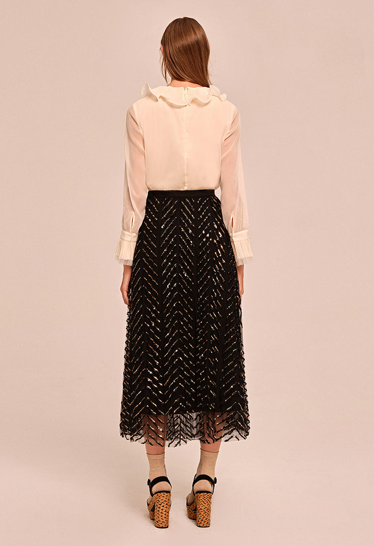 Sparkly See-Through Mesh Skirt with Sequins for Women - Perfect for Parties, Club Wear & Festivals
