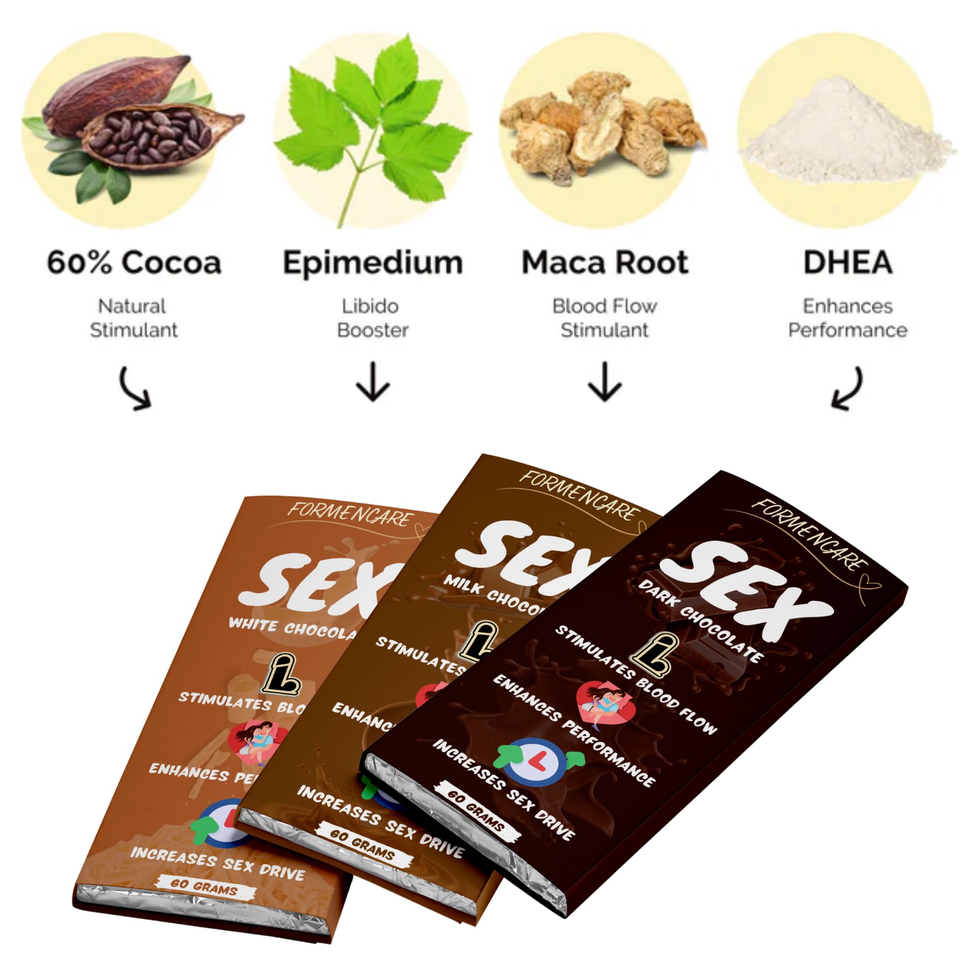 Premium Formencare Dark Chocolate Bar 60g - Rich & Luxurious Mood-Boosting Chocolate for Men & Women - Vegetarian, Gluten-Free, Antioxidant-Rich Treat - Perfect for Gifts, Relaxation & Energy Boost