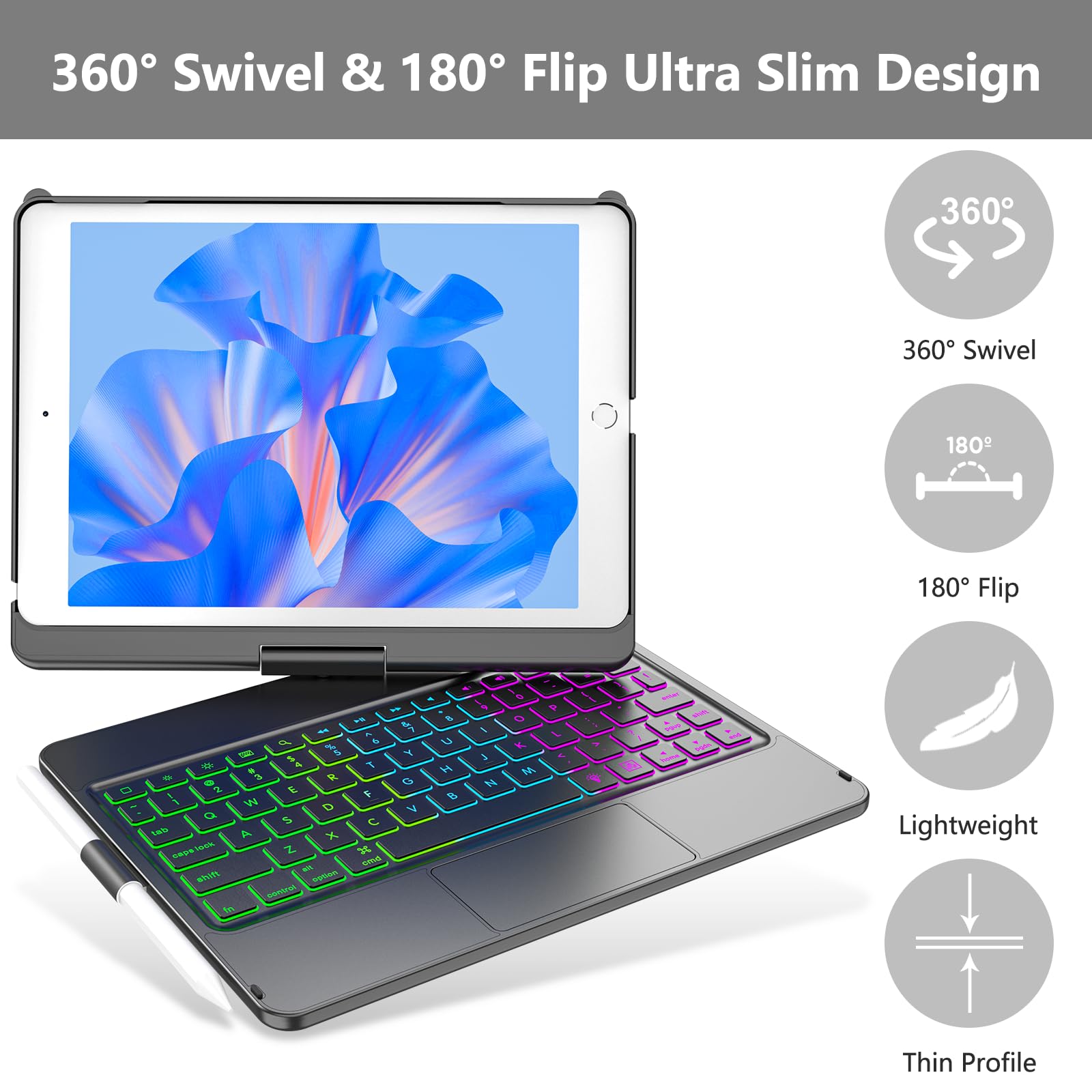 COO Backlit Bluetooth Keyboard Case for iPad 10.2