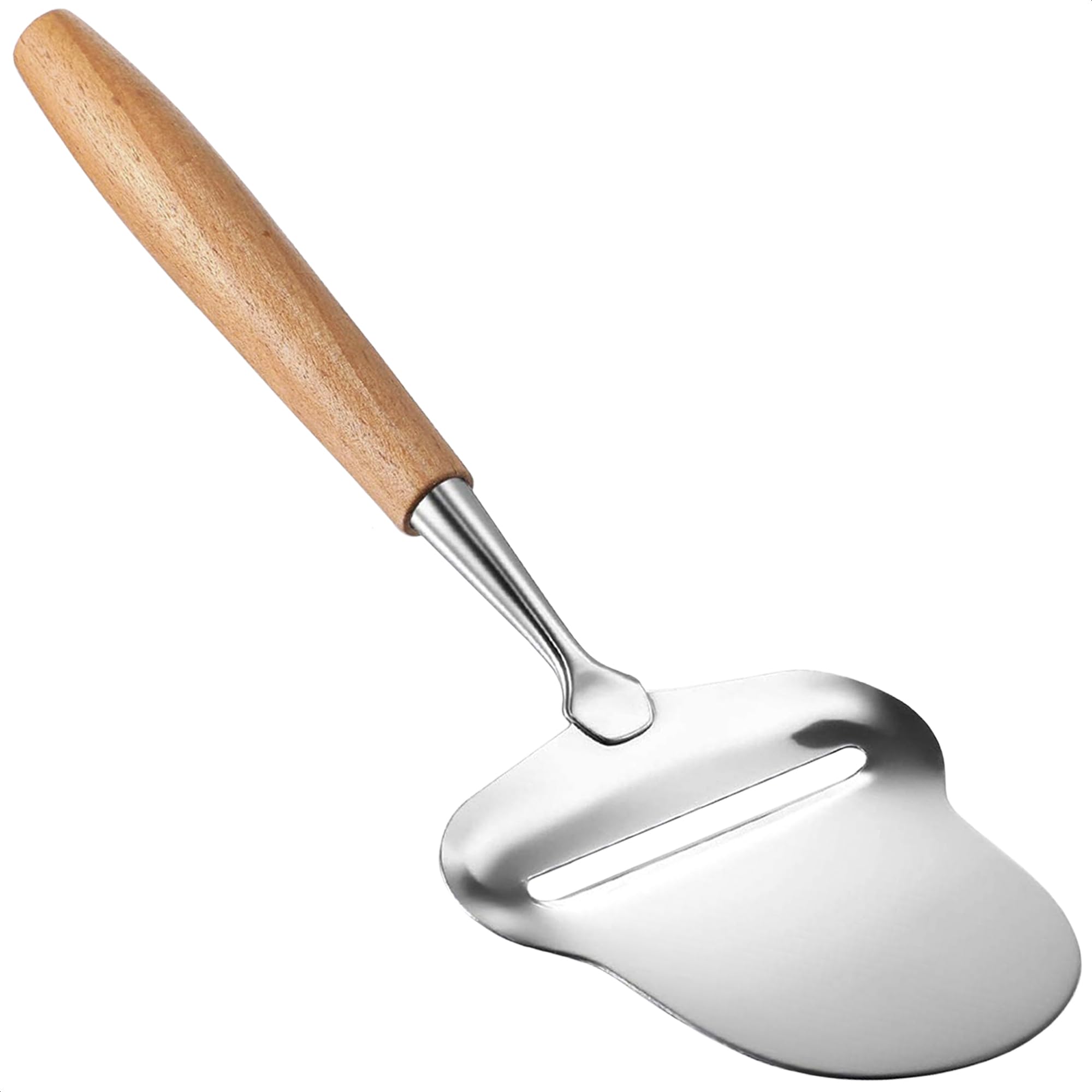 Premium Stainless Steel Cheese Slicer with Wooden Handle - Professional Cheese Cutter for Hard & Soft Cheeses - Perfect for Charcuterie Boards, Cheese Platters & Home Kitchen Use