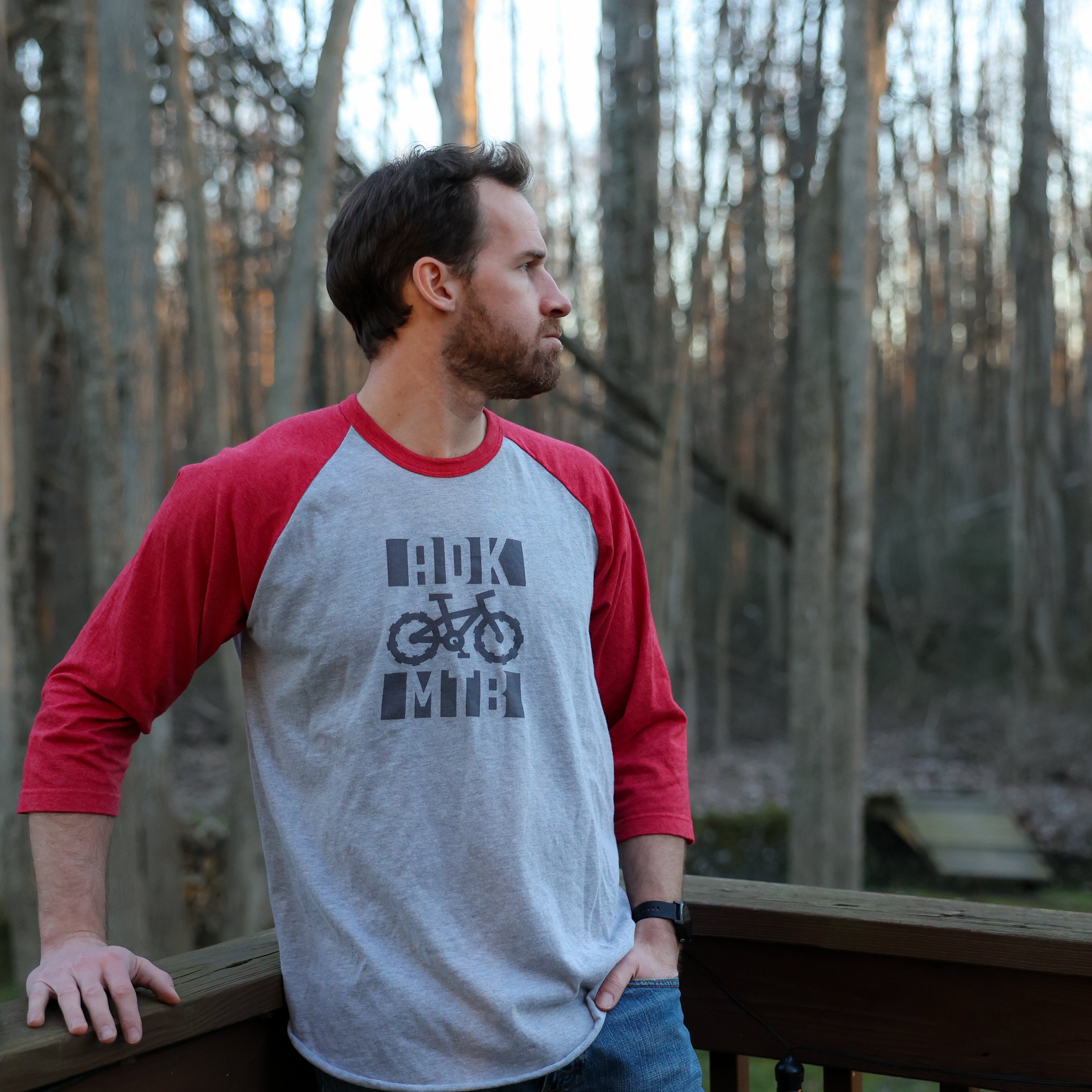 Adirondack MTB Raglan 3/4 Sleeve Cycling T-Shirt - Breathable Performance Tee for Mountain Biking & Outdoor Adventures