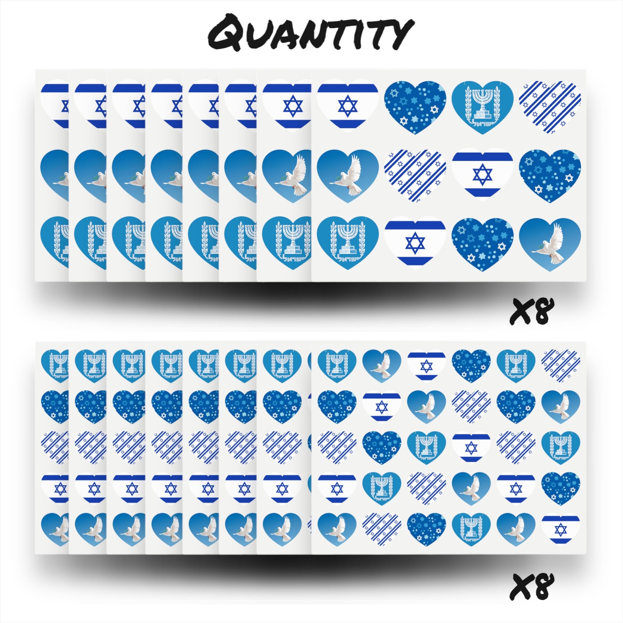 330+ Heart Israel Stickers Set - DIY Israeli Flag Banner, National Symbols & Small Decals for School Crafts, Parties & Patriotic Events