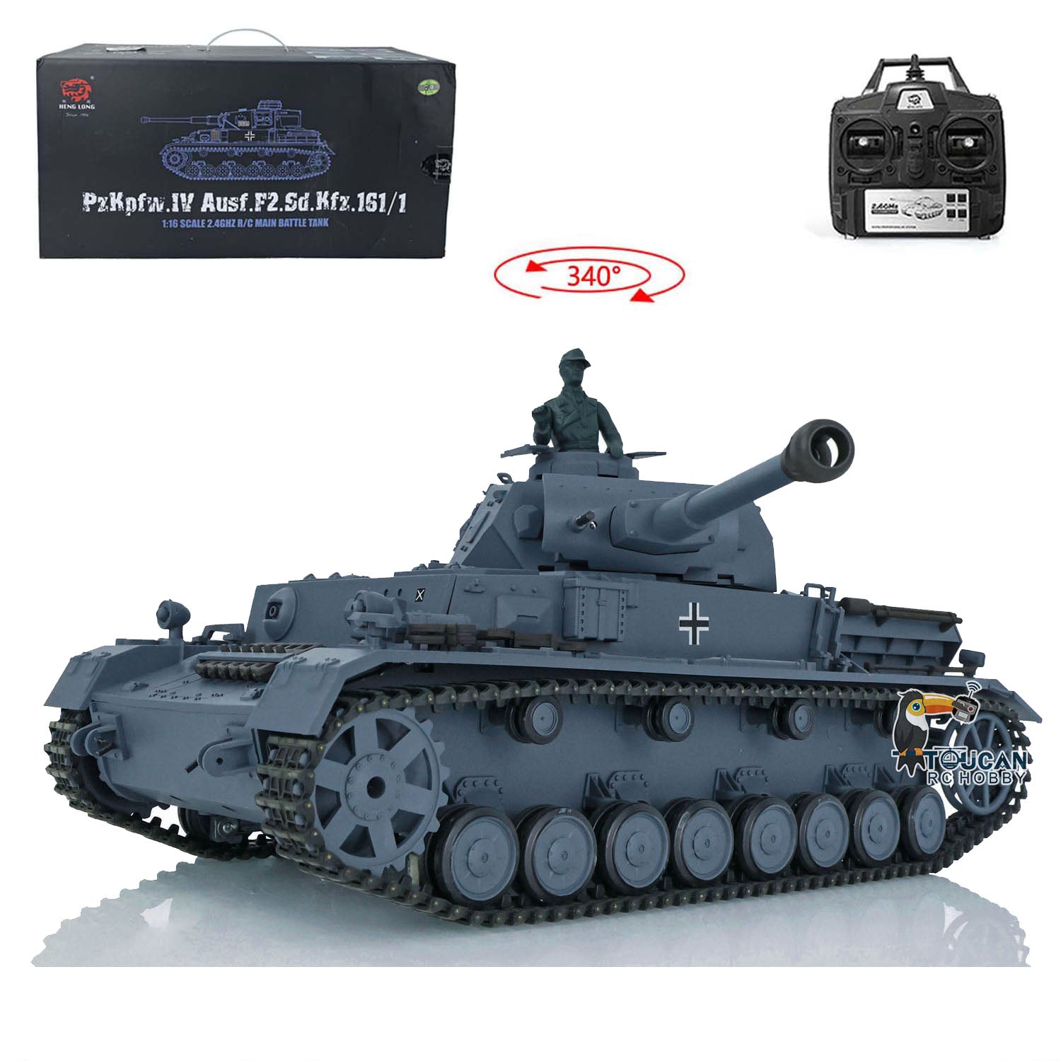 1:16 Scale Henglong German Panzer IV F2 RTR RC Tank - 2.4Ghz Remote Control with BB Shooting & IR Battle System - Ready to Run Tank Model for Adults & Kids - Outdoor Play, Collecting & Historical Reenactment