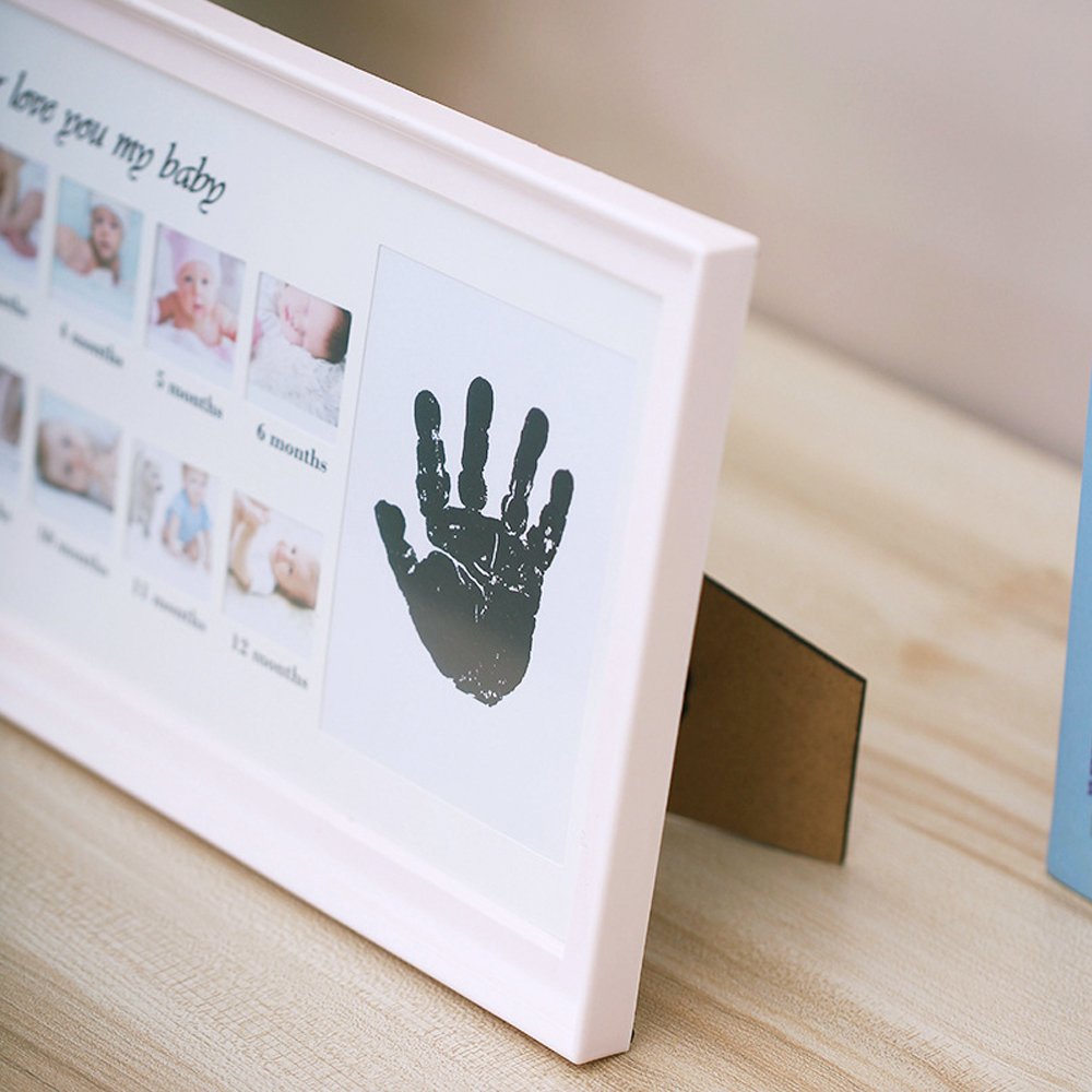 Baby Handprint and Footprint Photo Frame - Wall or Desk Display - Perfect Baby Shower Gift for Newborns & Parents - Nursery Decor, Christening Keepsake, First Birthday Present