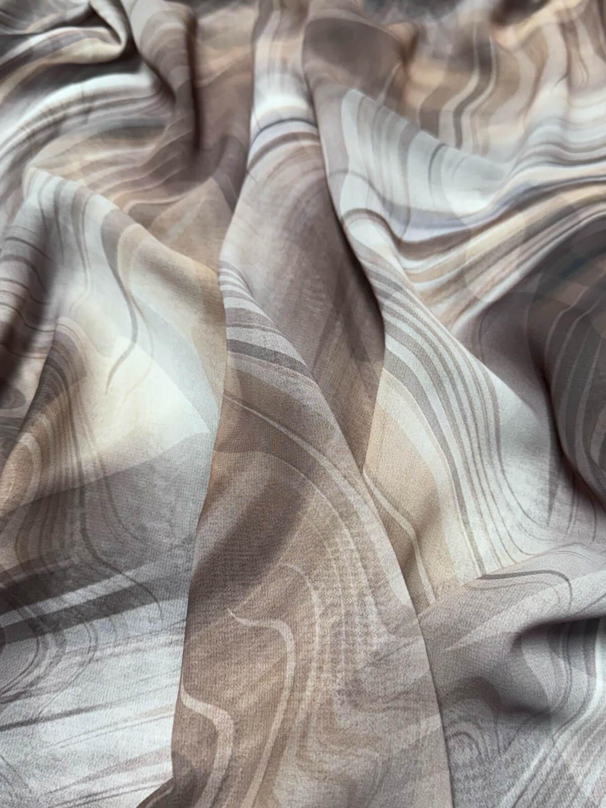 Printed Chiffon Hijab - Elegant Savanna Stripes Design - Lightweight Muslim Scarf for Women - Perfect for Daily Wear, Prayer, and Special Occasions