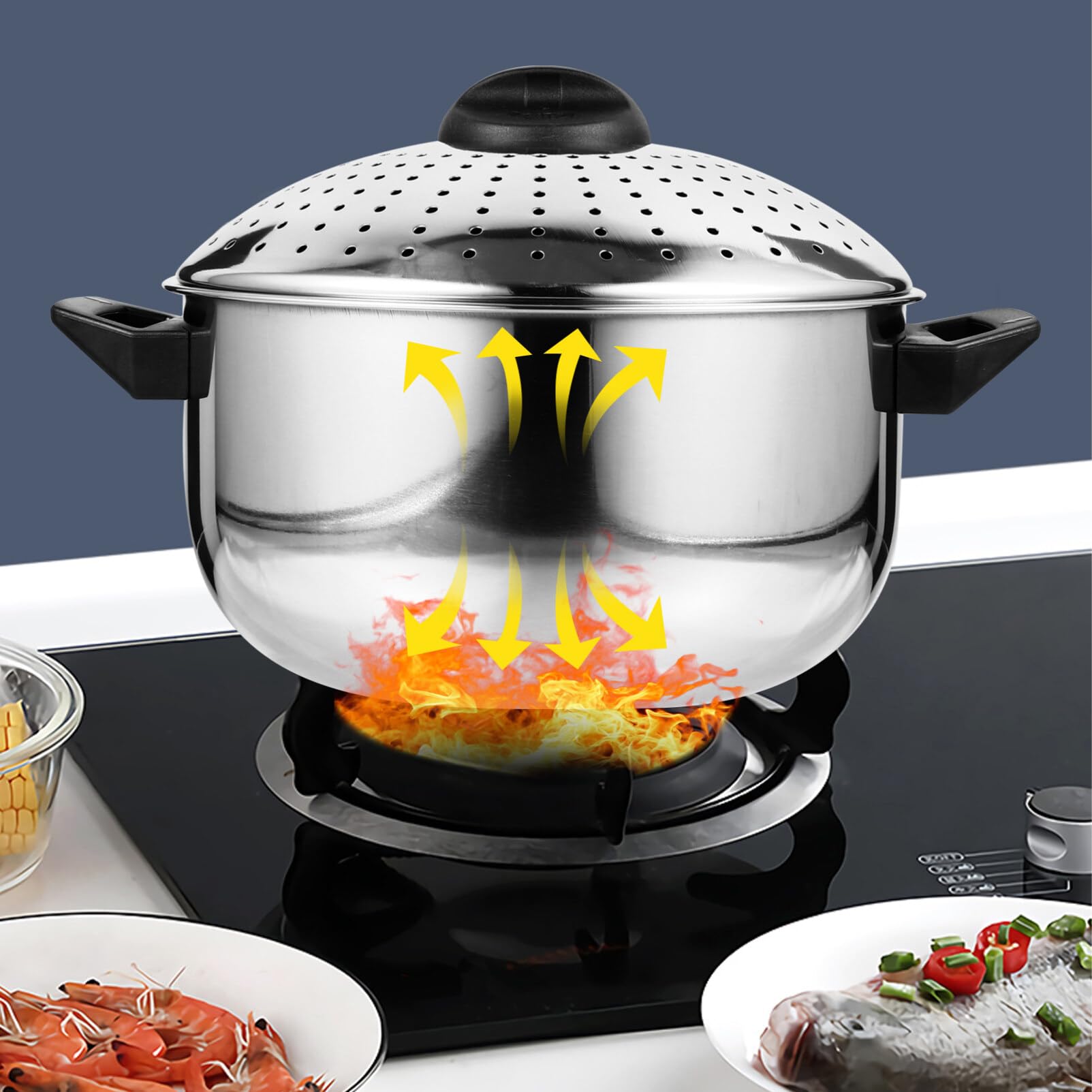 Hemoton 6.3 Inch Stainless Steel Pasta Pot with Strainer - 16CM Kitchen Cookware for Boiling, Draining & Cooking Pasta, Noodles, Soup & Vegetables - Perfect for Home & Restaurant Use
