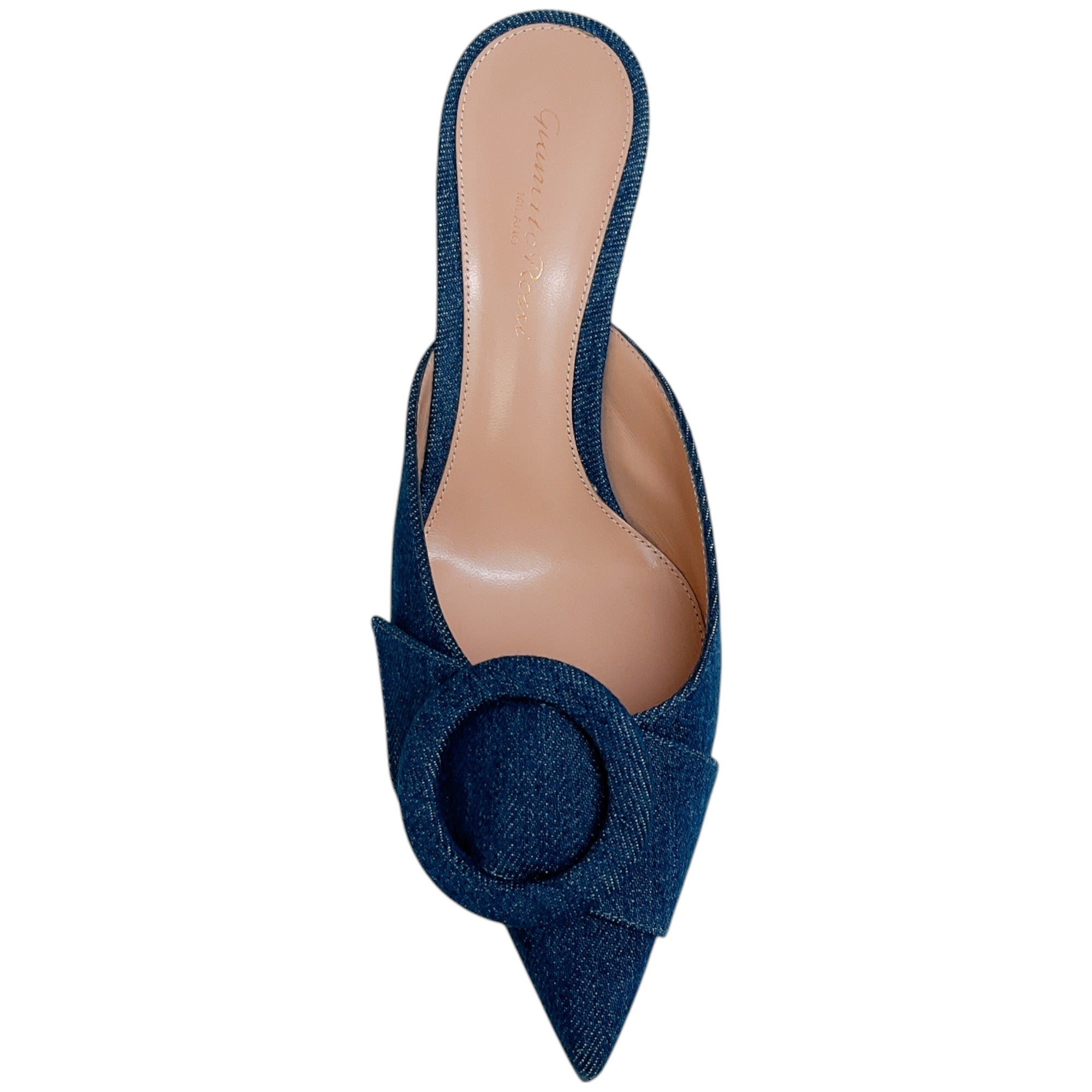 Gianvito Rossi Women's Portofino 55 Mules - Mid Blue Denim Slip-On Shoes for Casual Outings & Summer Wear