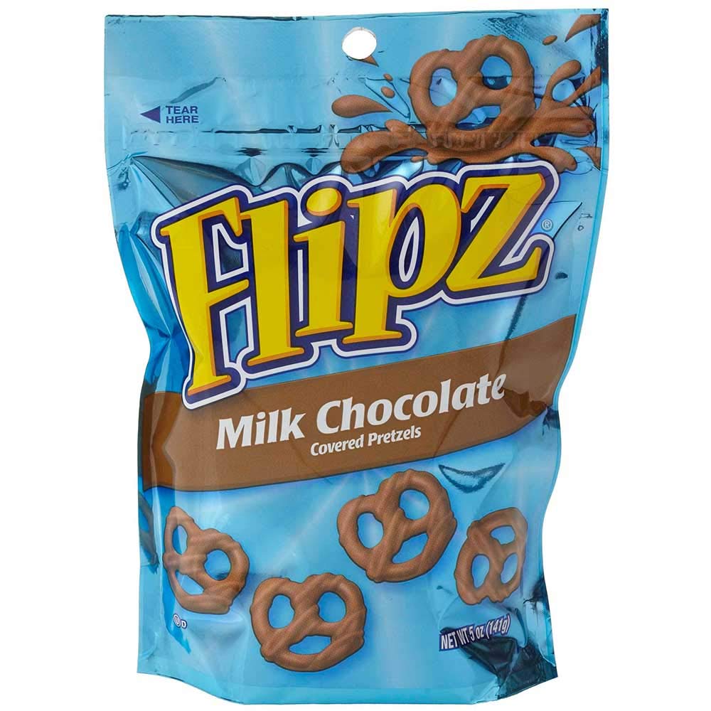 Flipz Milk Chocolate Covered Pretzels - 5oz (48 Count) - Crunchy Sweet Snack for Parties, Movie Nights & Office Treats