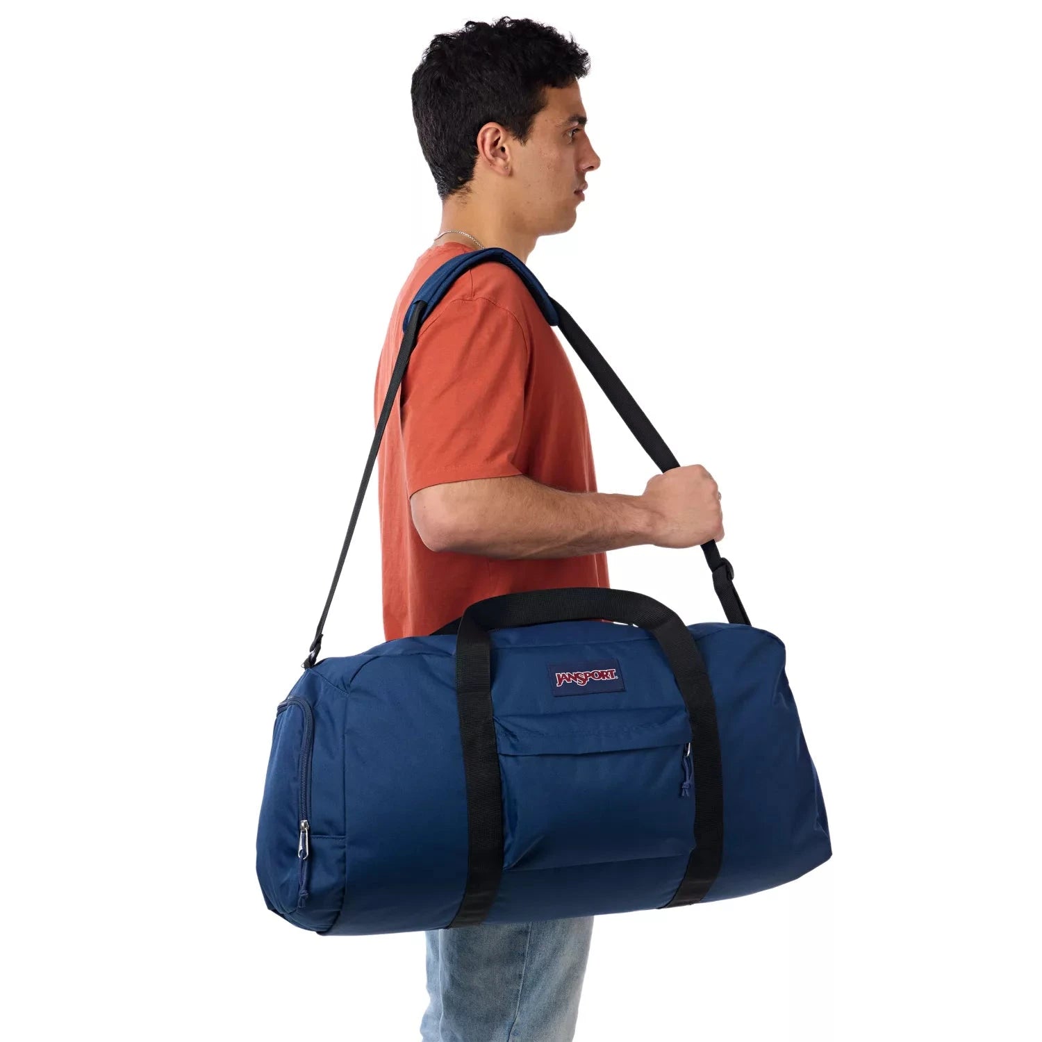 JanSport Weekender Large Duffel Bag - 50L Travel Duffel with Shoulder Strap, Water-Resistant Navy Blue Gym Bag for Men & Women - Perfect for Weekend Trips, Gym, Sports & Travel