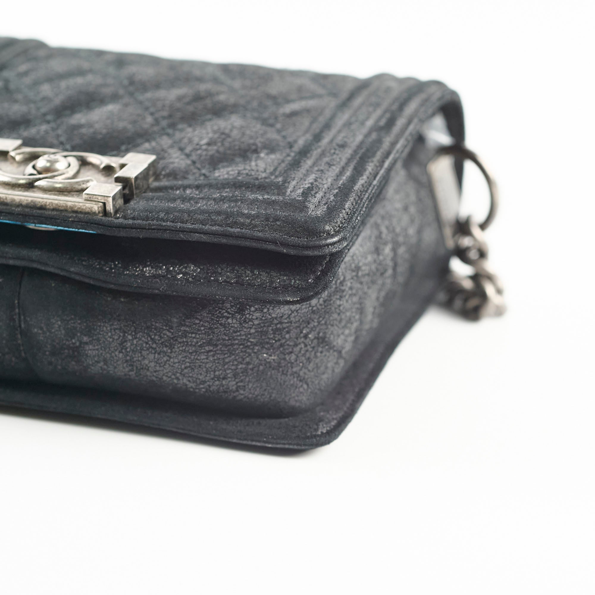 Chanel Square Boy Bag - Genuine Nubuck Suede & Leather Handbag in Black | Luxury Crossbody Purse for Women, Perfect for Evening Parties & Date Nights