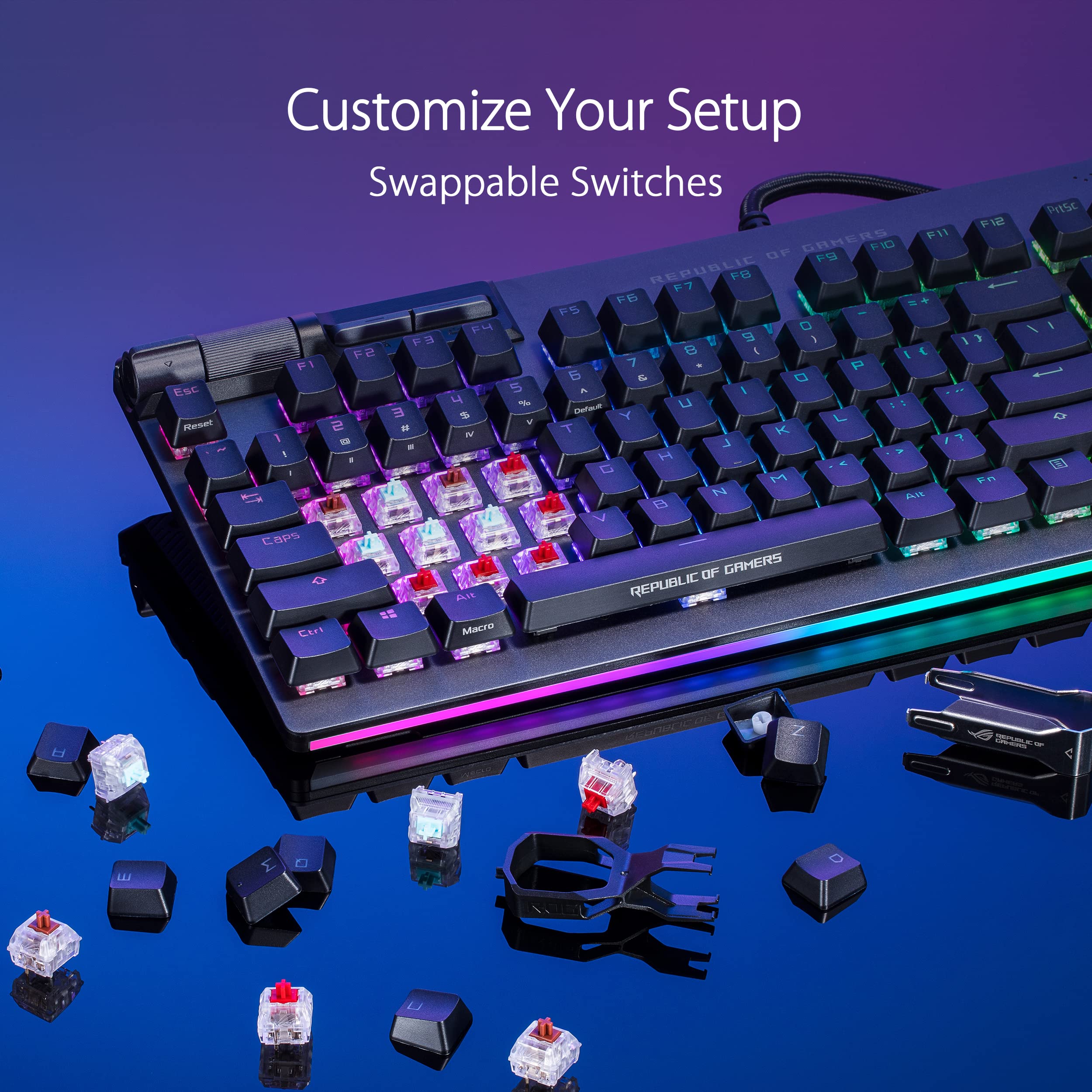 ASUS ROG Strix Flare II Animate AZERTY Mechanical Gaming Keyboard - Anime Matrix LED Display, ROG NX Red Opto-Mechanical Switches, Luminous Wrist Rest, Aura Sync RGB Lighting | Perfect for PC Gaming, Streaming & Esports Tournaments