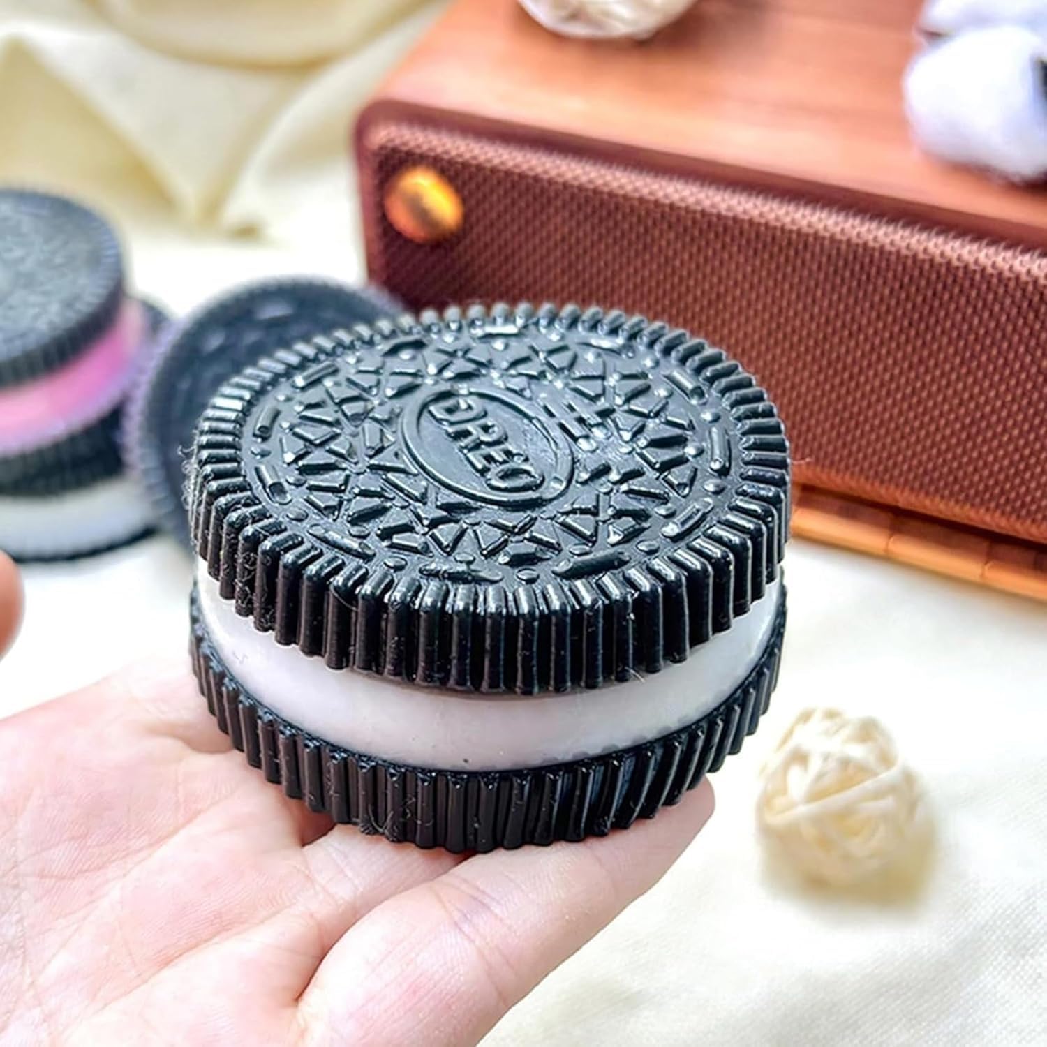 **Taba Squishy Oreo Stress Relief Toy - Ultra Soft Pinching Sandwich Simulation for Anxiety & Stress Relief - Fidget Sensory Toy for Kids & Adults (Black + Pink) - Perfect for Office, School & Home Relaxation**