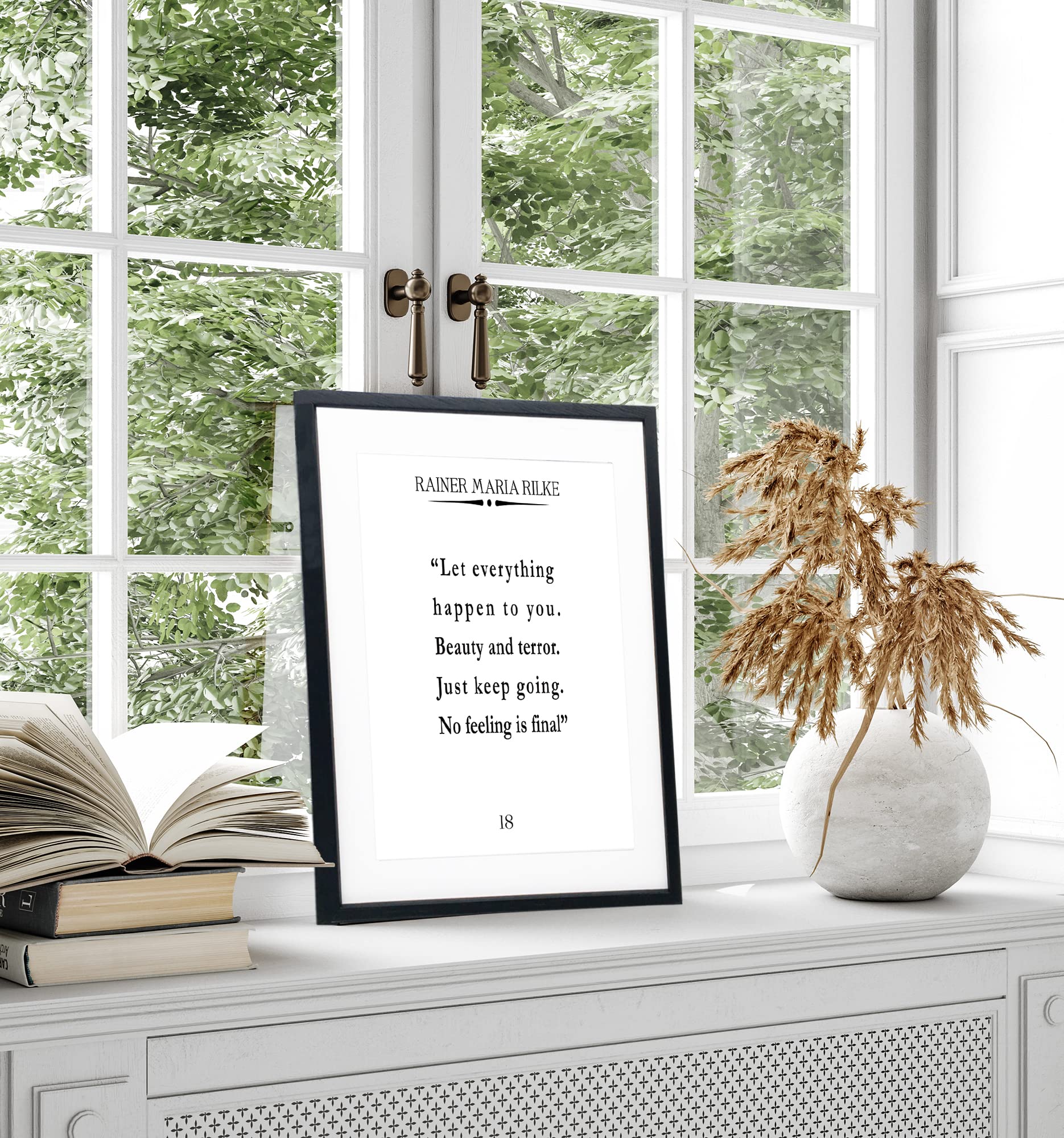 Minimalist Rainer Maria Rilke Quote Wall Art - Inspirational Home & Office Decor - 5x7 White Framed Print - Perfect for Bedroom, Living Room & Gift Giving