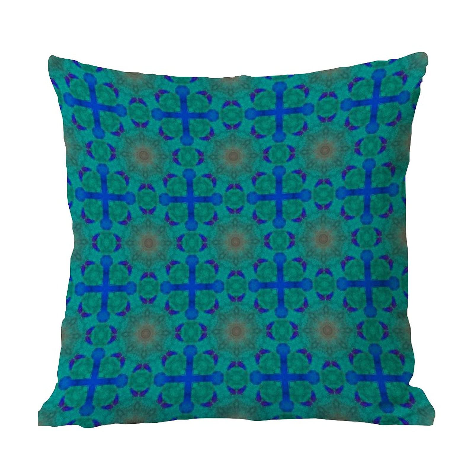 Vintage Teal Ikat Throw Pillow Covers - Boho Retro Cushion Covers for Sofa, Bed & Home Decor - Modern Farmhouse Accent Pillow - Perfect Birthday Gift for Housewarming & Cozy Living Room Decor