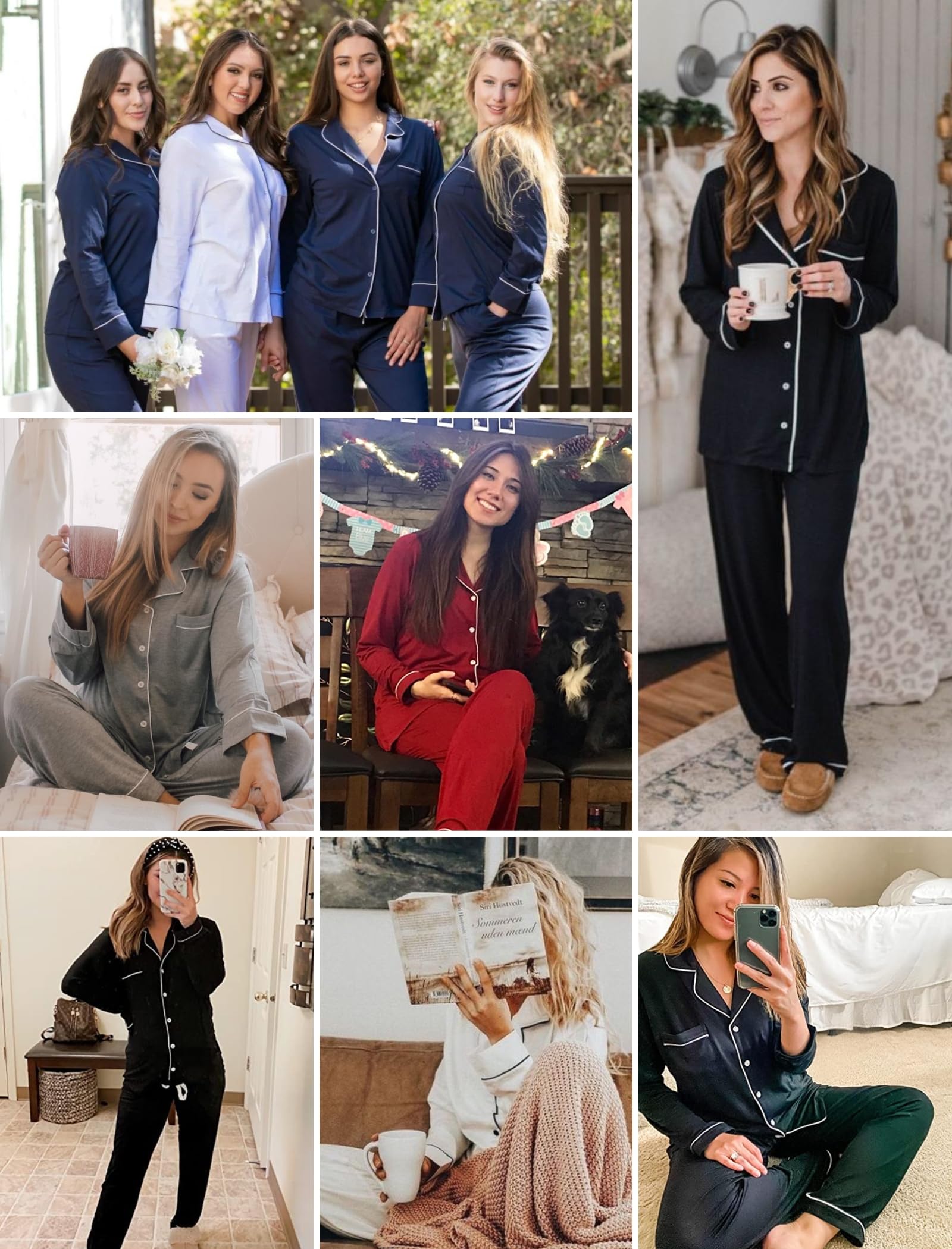 Leikar Women's Button-Up Pajama Set - Soft Long Sleeve Shirt & Lounge Pants | Cozy Sleepwear for Nighttime & Relaxing at Home
