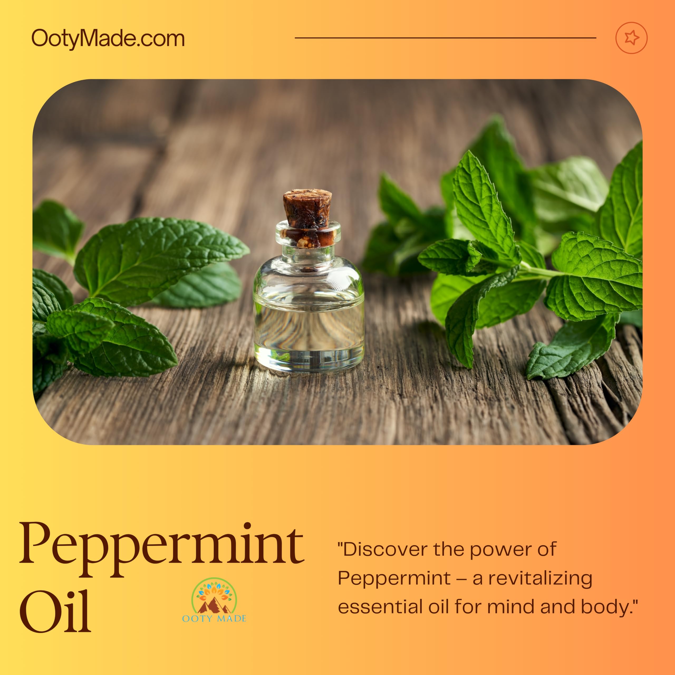 OotyMade.com Pure Nilgiris Peppermint Essential Oil – 10ml | Organic Hair Growth & Hair Fall Control | Skin Care & Aromatherapy | Natural Stress Relief | Perfect for Diffusers, Massage & DIY Beauty Products