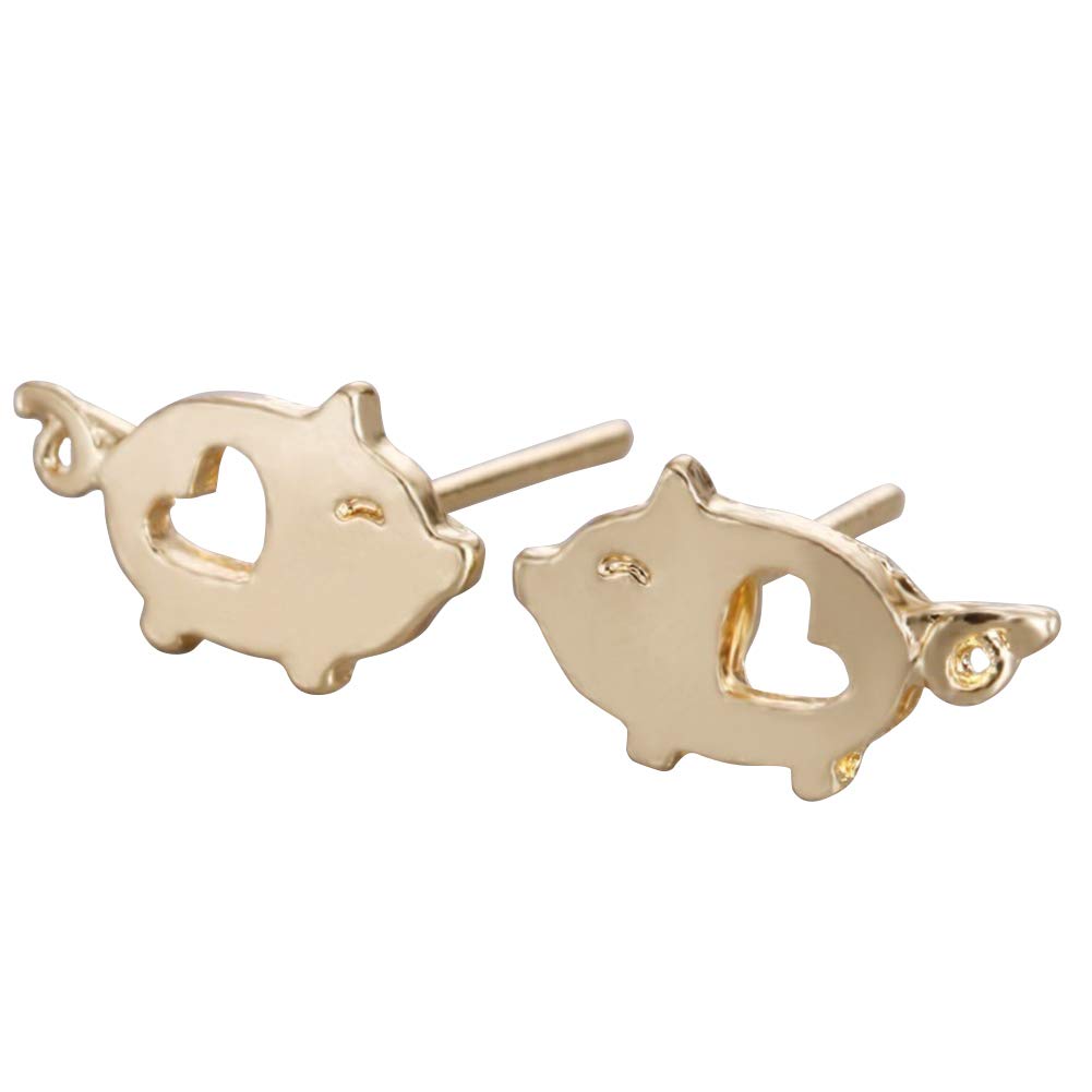 Cute Cartoon Pig Hollow Heart Stud Earrings for Women - Fashion Statement Jewelry Gift for Mom, Girlfriend & Teens - Perfect for Everyday Wear, Parties & Special Occasions