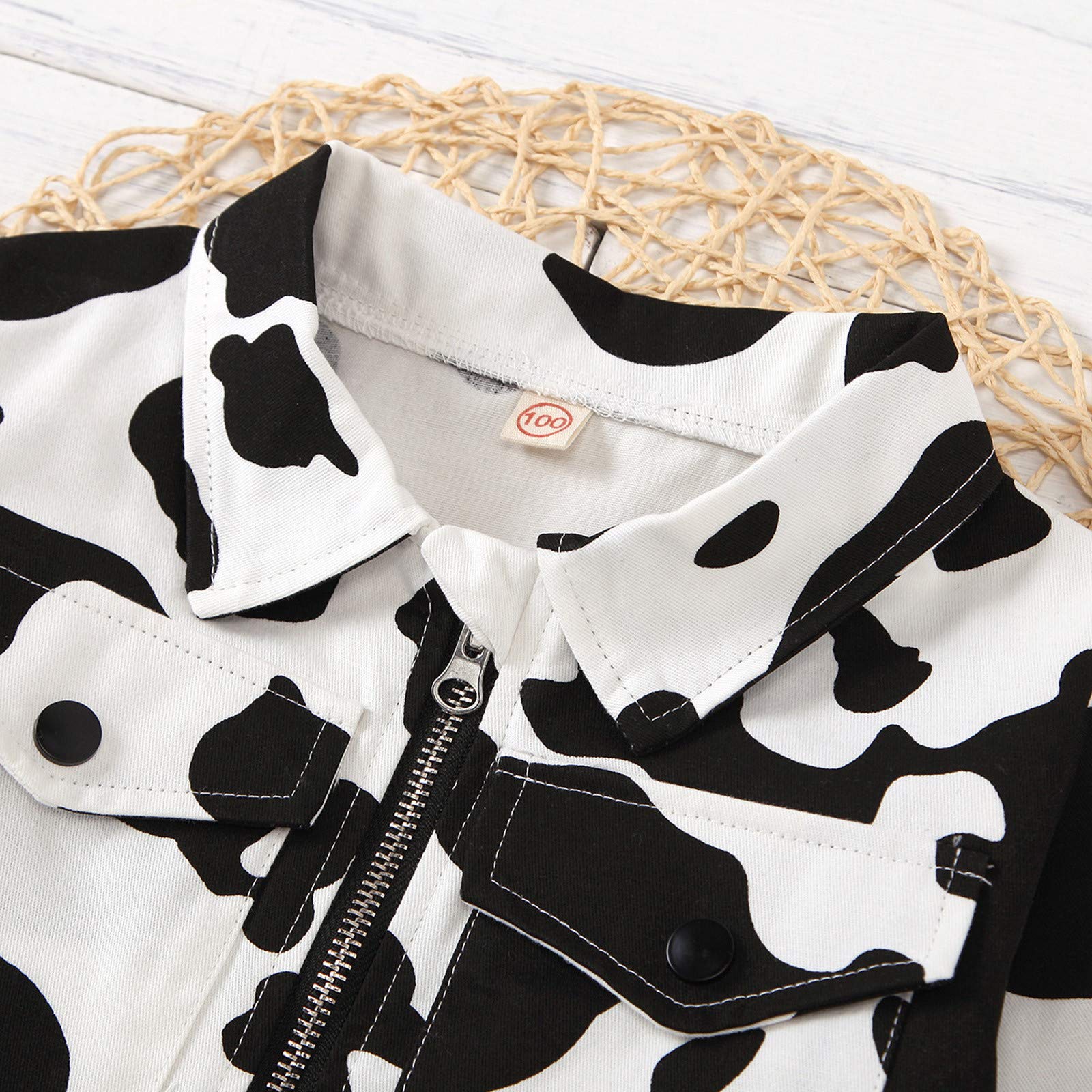 FarJing Kids' Cow Print Zipper Jacket - Spring & Autumn Coats for Baby Boys & Girls | Warm Outerwear for Playdates, School & Outdoor Activities
