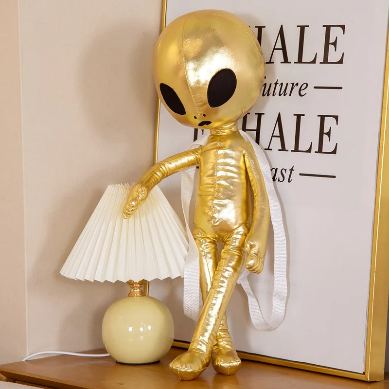 60cm Fashion Alien Backpack - PU ET Extraterrestrial Soft Plush Doll Toy | Cute Stuffed Animal Gift for Kids & Children | Perfect for School, Cosplay and Birthday Parties