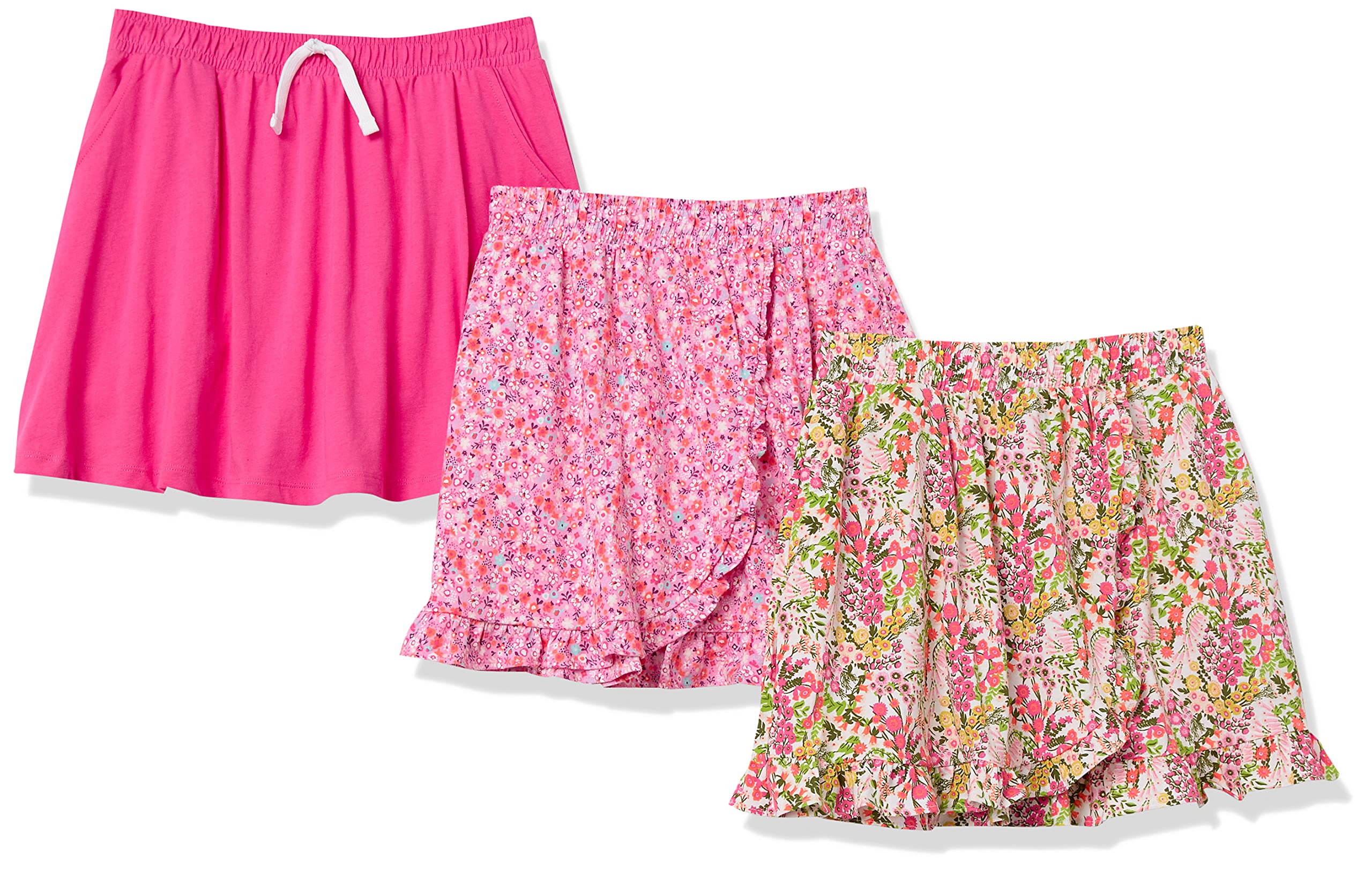 Amazon Essentials Girls and Toddlers' Knit Skorts - 3 Pack | Soft Stretch Comfort for Playtime, School & Everyday Wear | Cute Casual Outfits for Toddler Girls