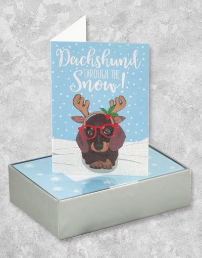 15 Count Dachshund Christmas Cards Boxed Set - Cute Hipster Dog Holiday Greeting Cards for Friends & Family | Perfect for Xmas Gifts, Party Invitations & Festive Mailings