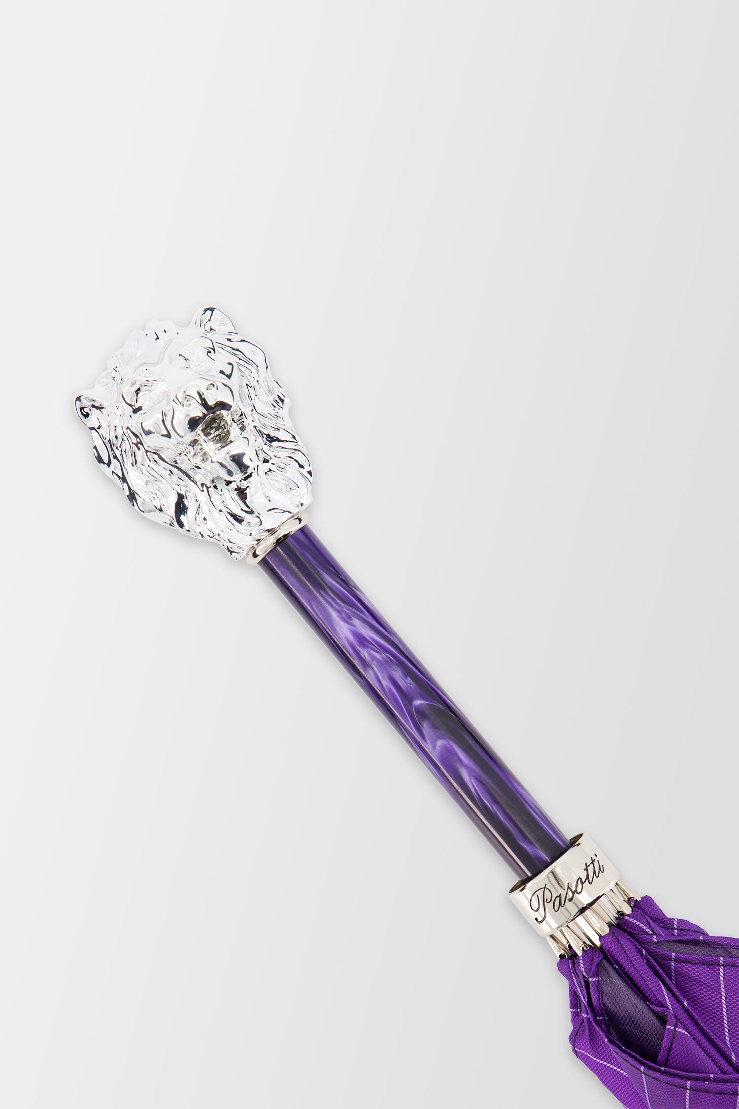 Pasotti Purple Lion Handle Umbrella - Luxury Windproof Rain Umbrella for Women & Men - Perfect for Weddings, Fashion Events & Outdoor Activities