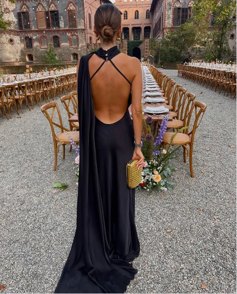 Elegant Backless One Shoulder Long Black Evening Dress for Wedding Guest - Formal Gown for Parties, Prom & Special Occasions