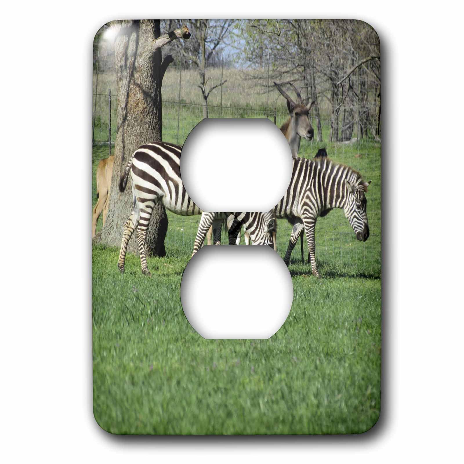 3D Rose Zebras Outlet Cover - Decorative Electrical Outlet Cover Plate with Wildlife Zebra Design - Perfect for Kids' Rooms, Nurseries, and Safari-Themed Decor