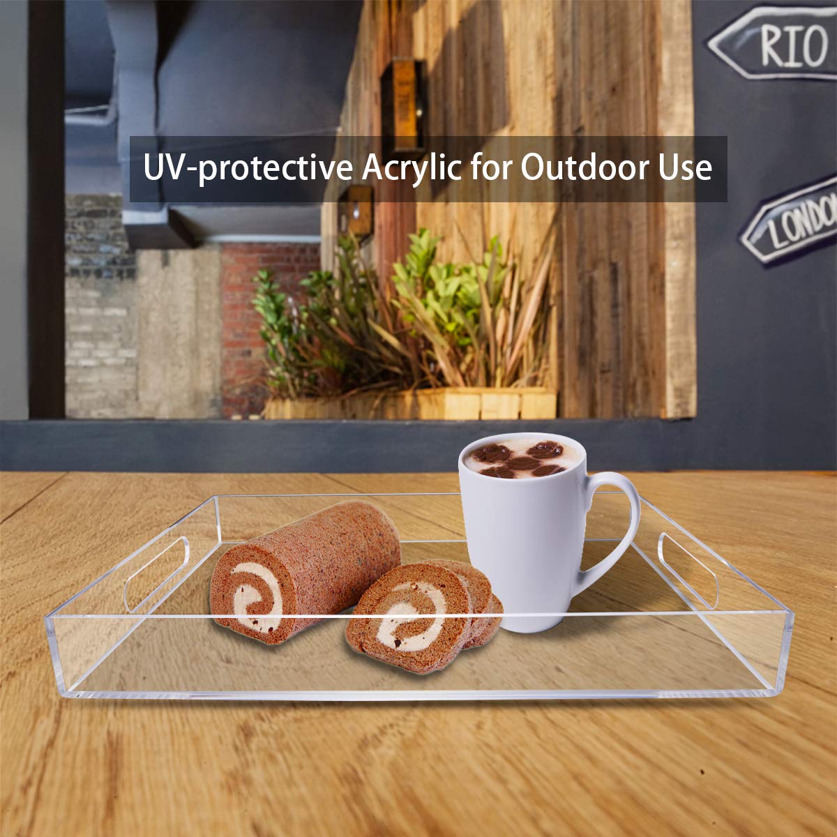 NIUBEE 11x14 Inches Clear Acrylic Serving Tray - Spill Proof Decorative Organizer with Handles for Coffee Table, Ottoman & Countertop - Perfect for Entertaining, Bathroom Storage & Office Organization